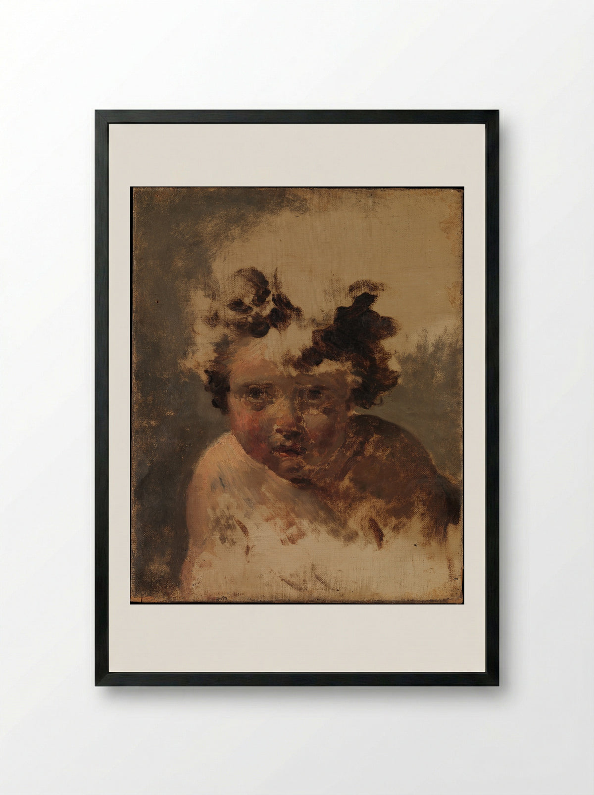 Head of a Child - Jacques-Louis David - Framed Print Black