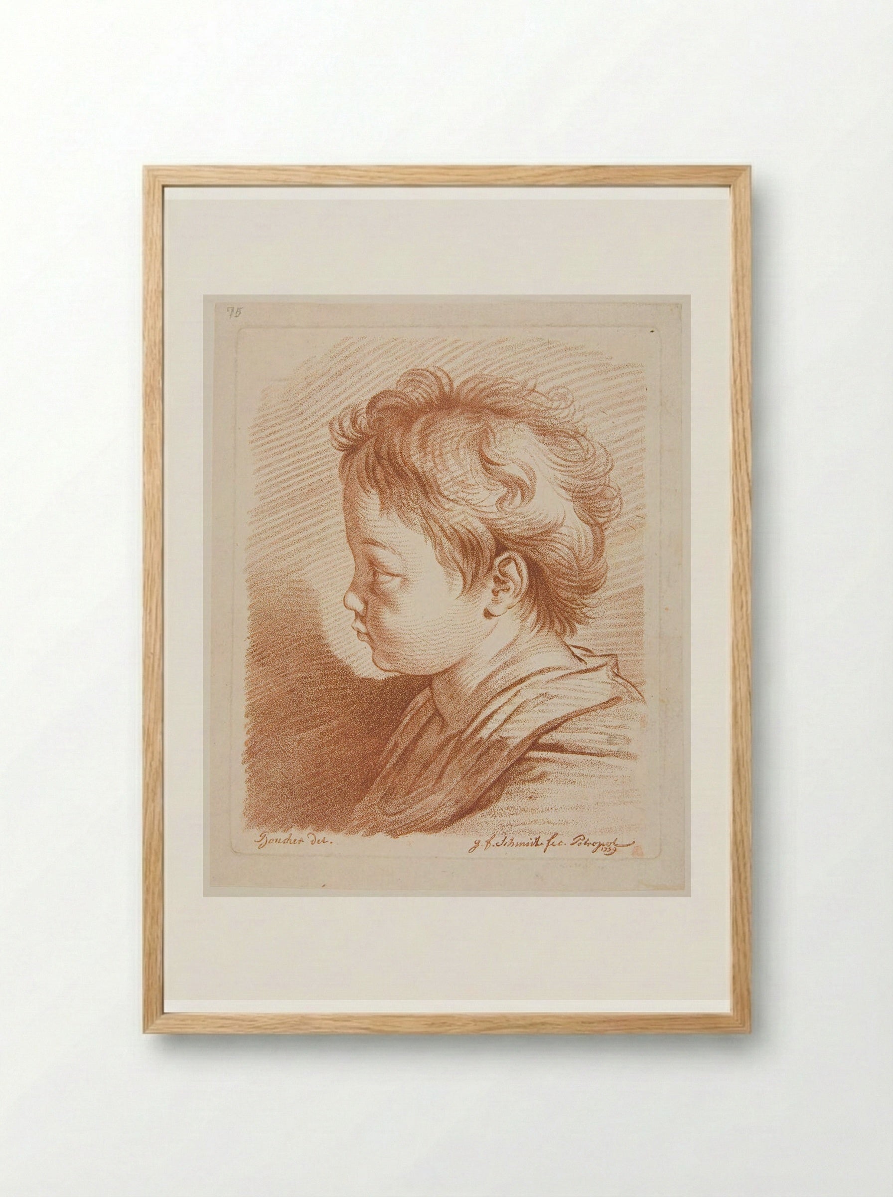 Head of a Child - Georg Friedrich Schmidt - Framed Print Wood
