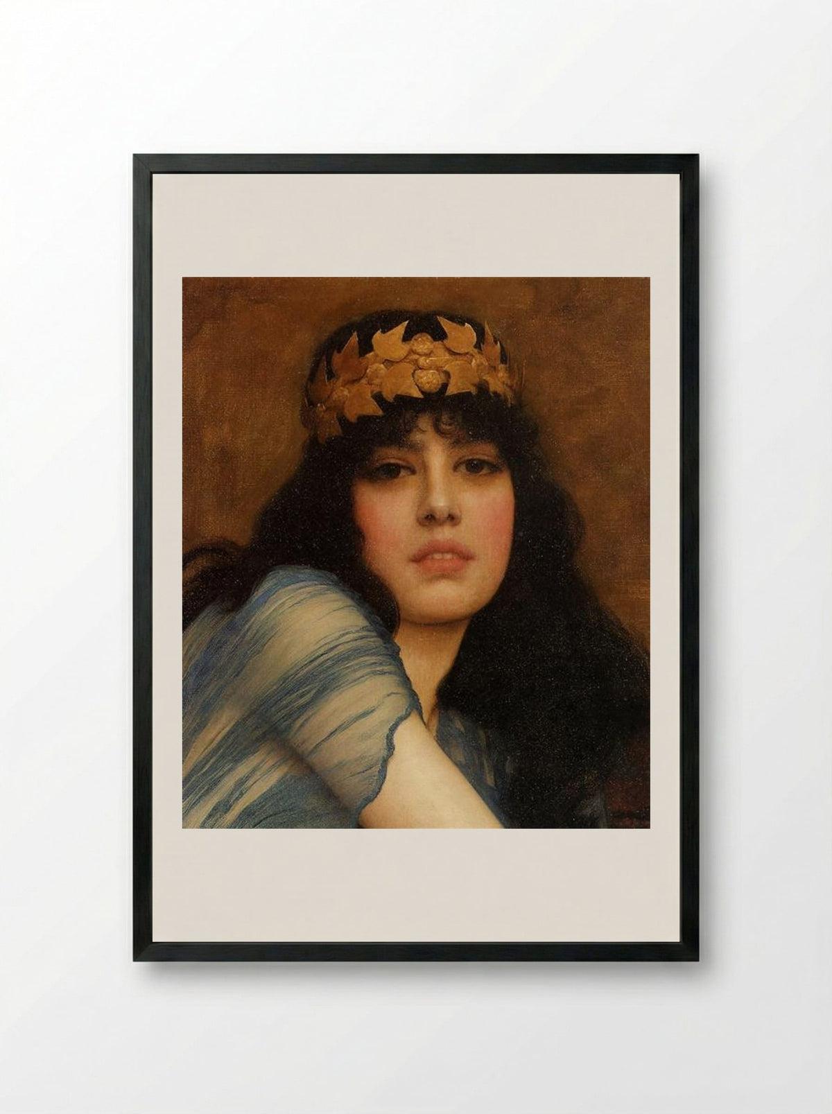 Head of a Girl (The Priestess) - John William Godward - Framed Print Black