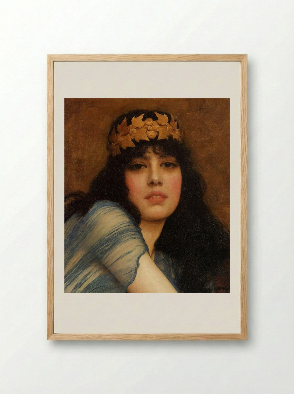 Head of a Girl (The Priestess) - John William Godward - Framed Print Wood