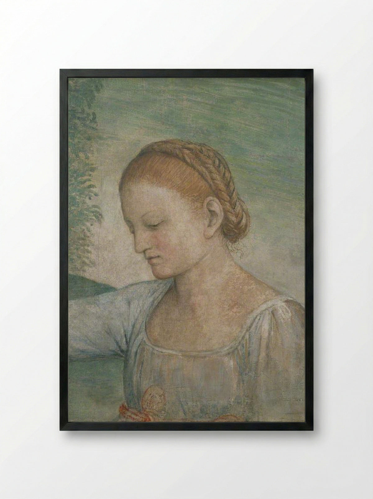 Head of a Girl - Bernardino Luini - Framed Print Black