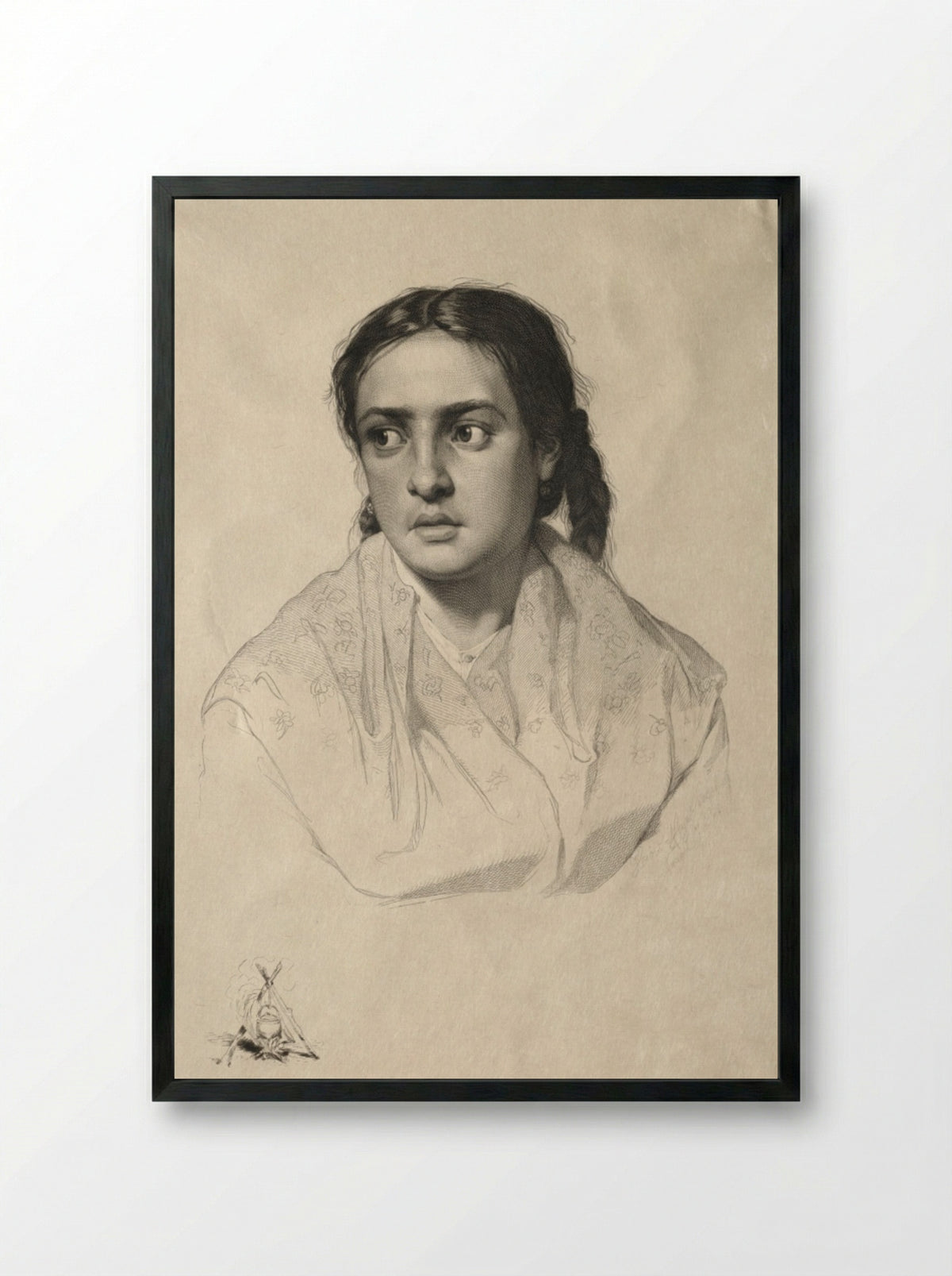 Head of a Girl - Hans Meyer - Framed Print Black