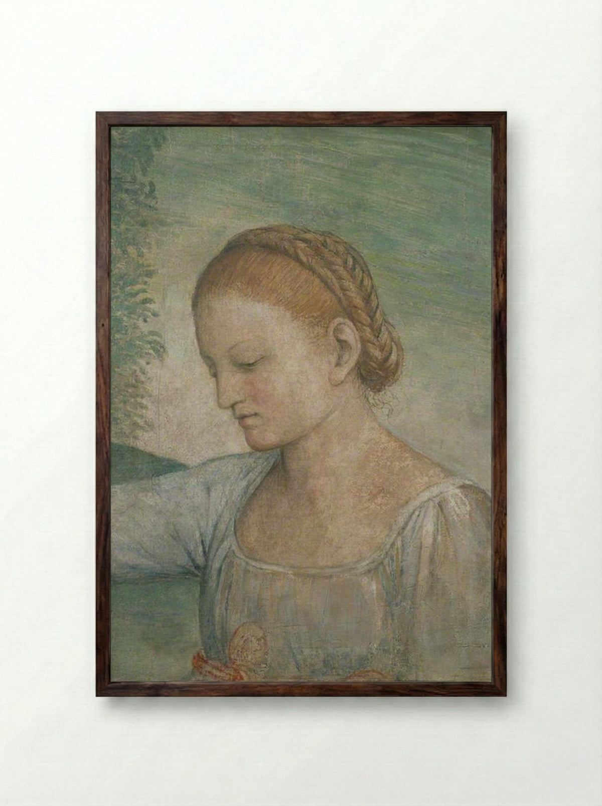 Head of a Girl - Bernardino Luini - Framed Print Dark Wood