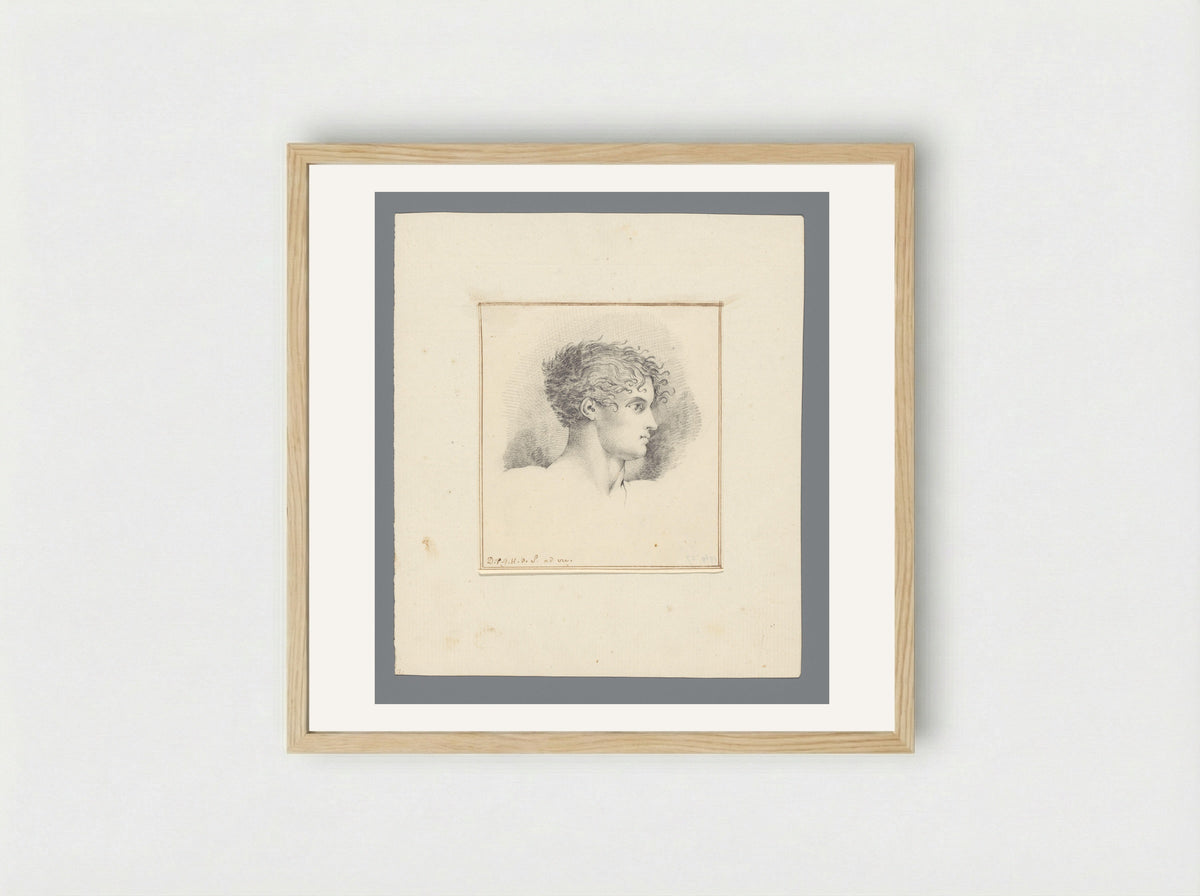 Head of a Man with Curly Hair - David Pièrre Giottino Humbert de Superville - Framed Print Wood