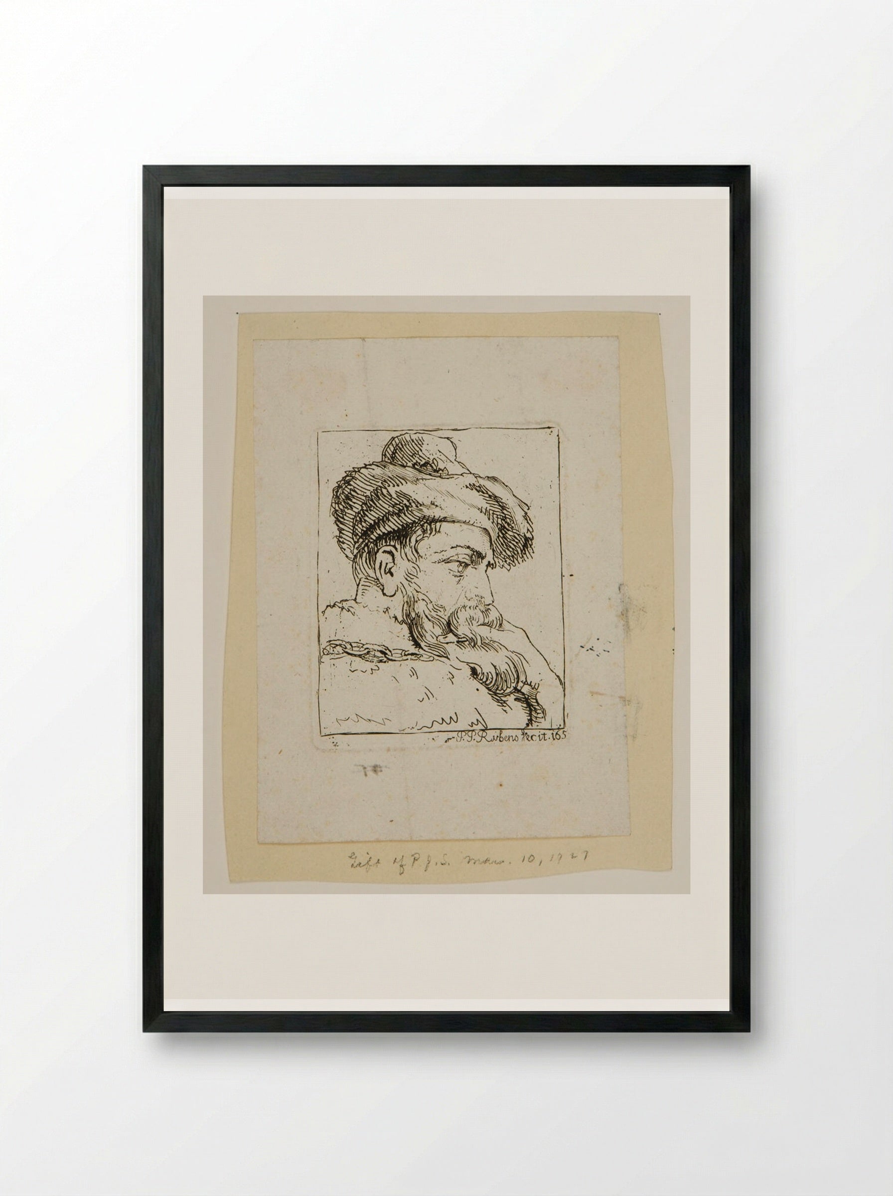 Head of a Man - Peter Paul Rubens - Framed Print Black