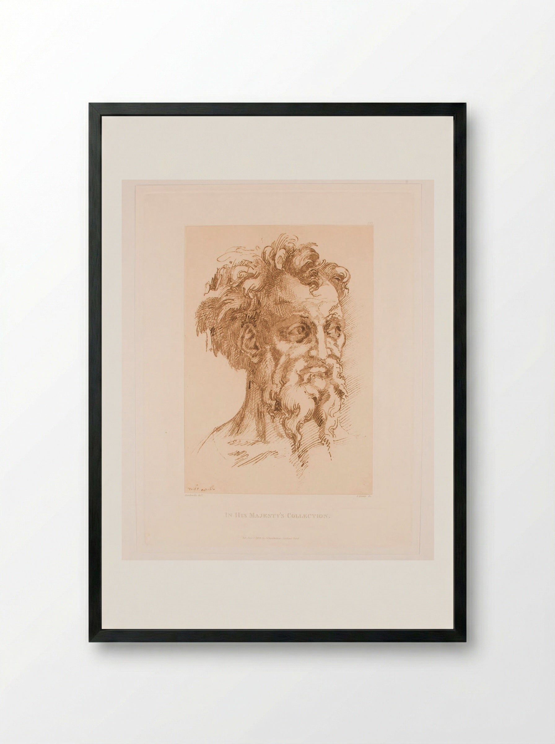 Head of a Man - George Robert Lewis - Framed Print Black