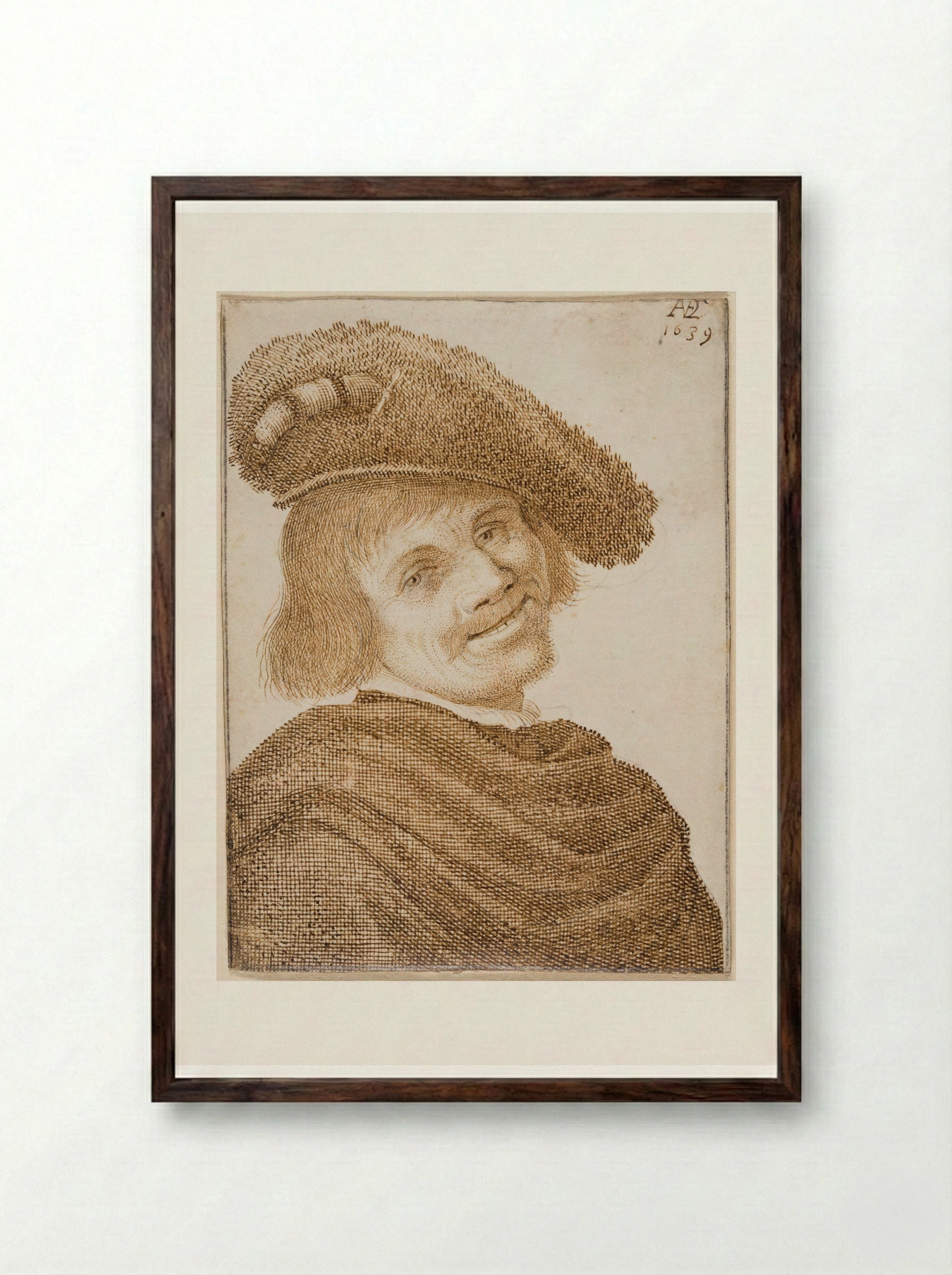 Head of a Man - Jan van de Velde II - Framed Print Dark Wood