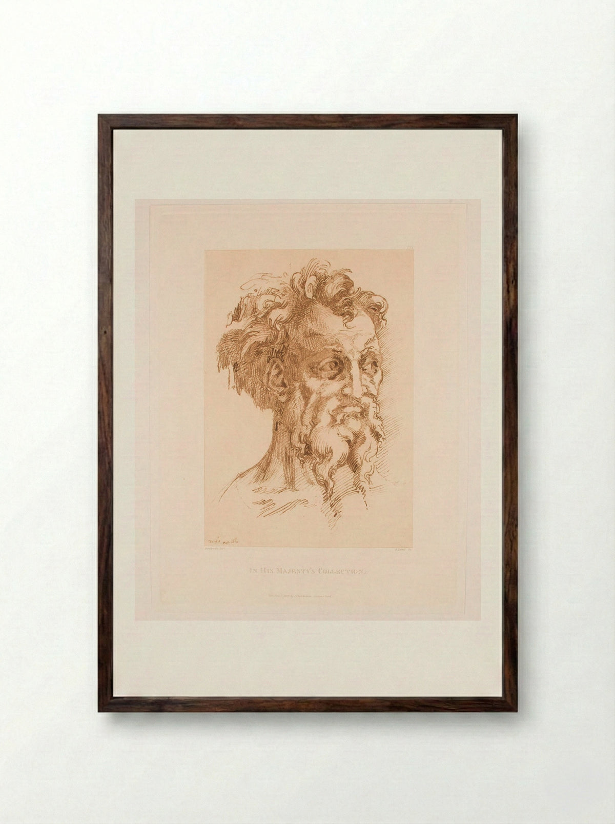 Head of a Man - George Robert Lewis - Framed Print Dark Wood