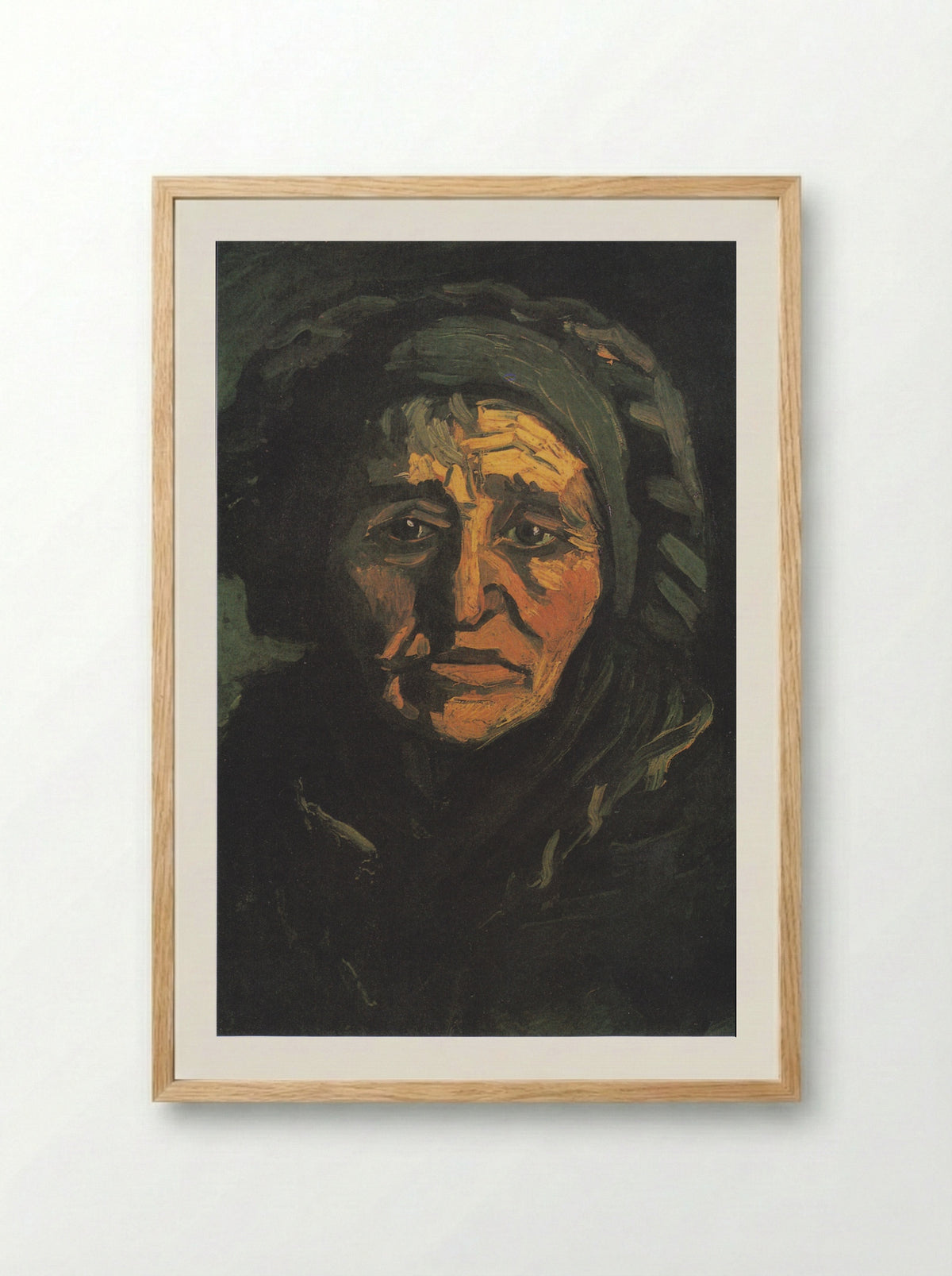 Head of a Peasant Woman with Greenish Lace Cap - Vincent van Gogh - Framed Print Wood