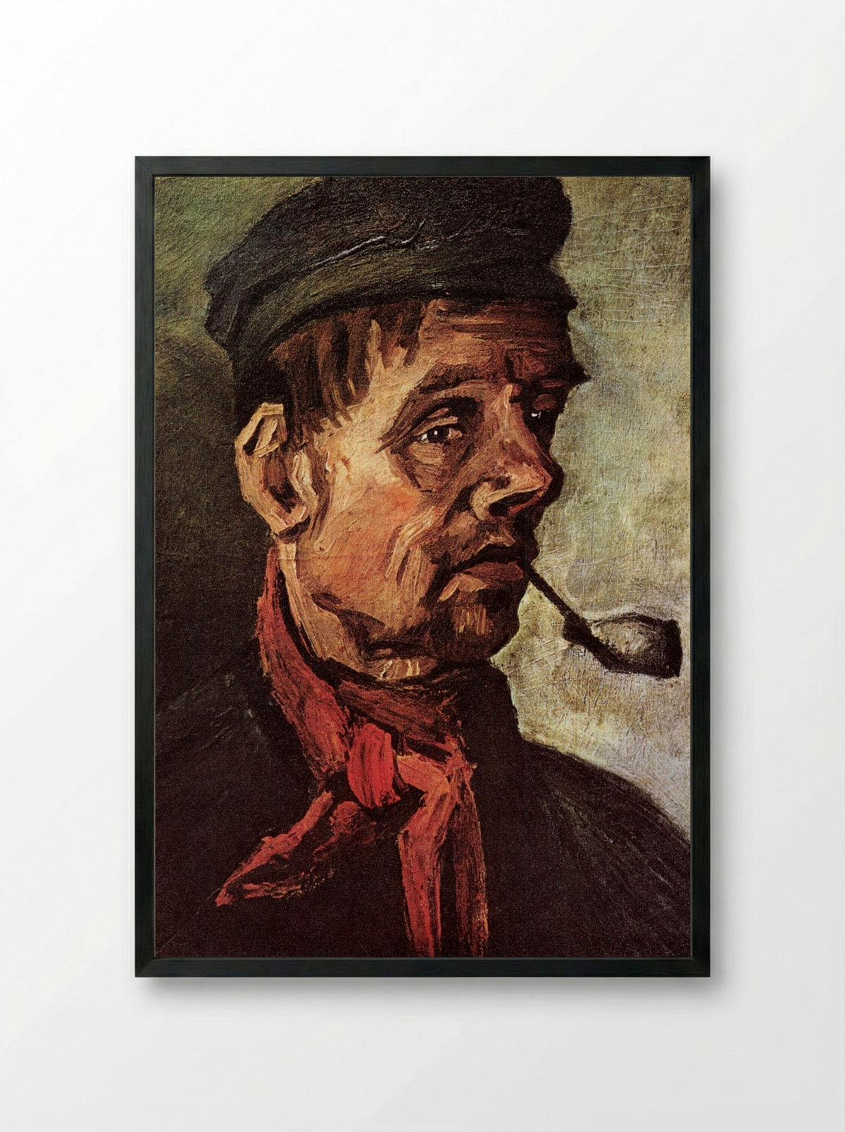Head of a Peasant with a Pipe - Vincent van Gogh - Framed Print Black