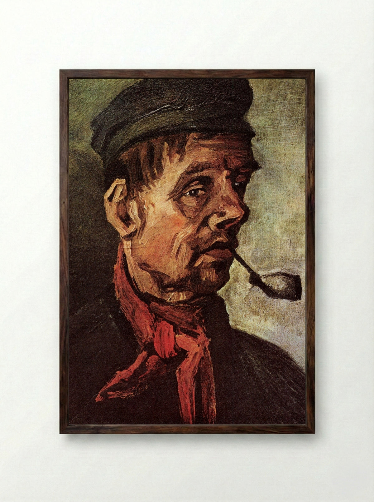 Head of a Peasant with a Pipe - Vincent van Gogh - Framed Print Dark Wood