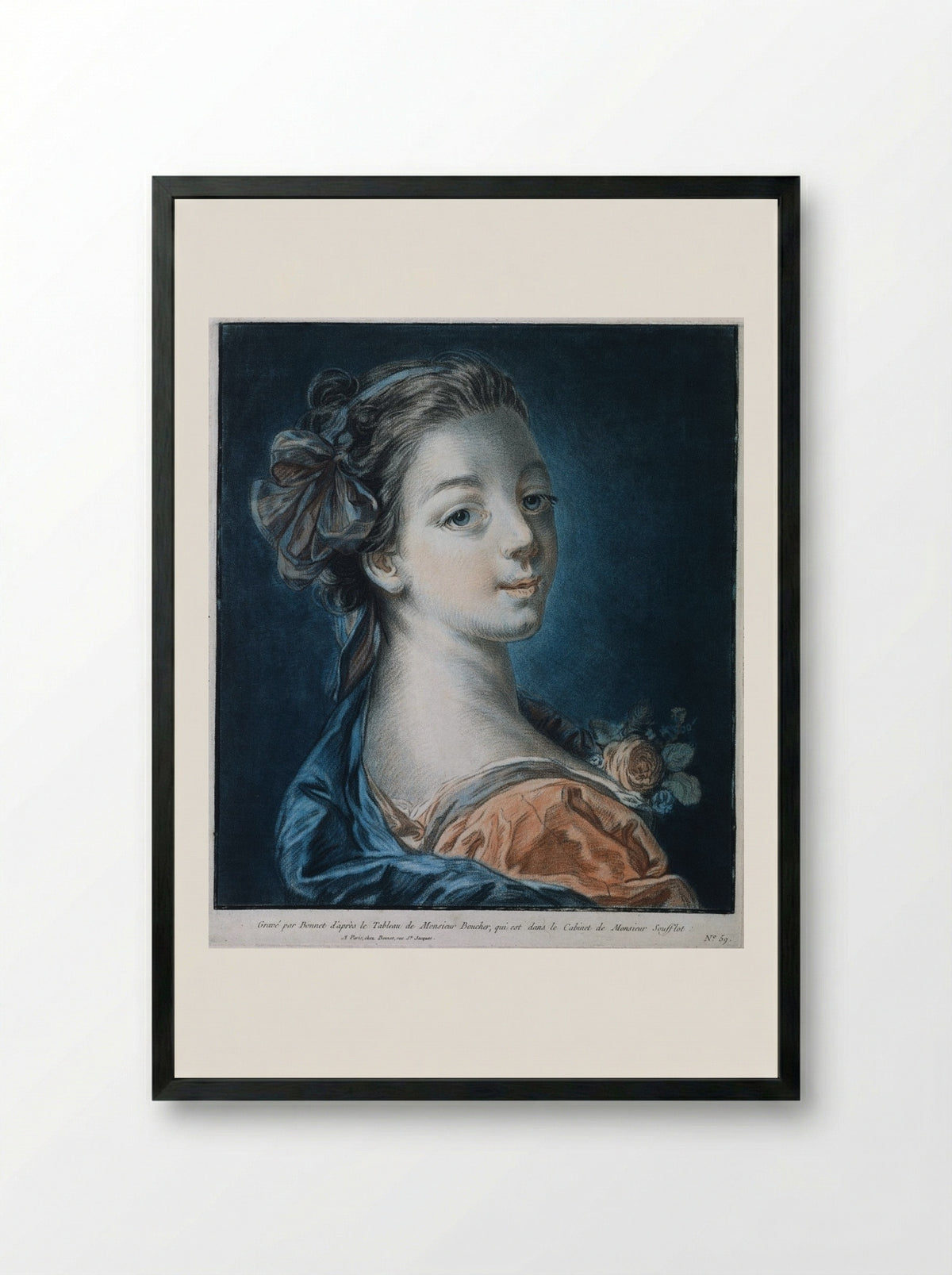 Head of a Woman (Mme. Deshayes?) - Louis-Marin Bonnet - Framed Print Black