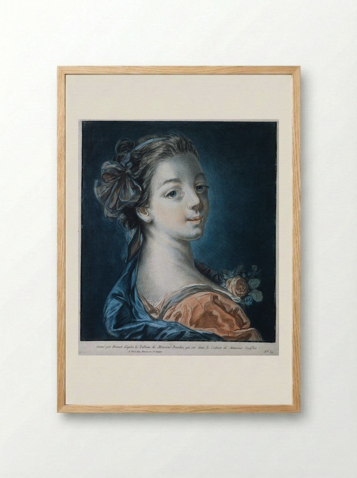 Head of a Woman (Mme. Deshayes?) - Louis-Marin Bonnet - Framed Print Wood