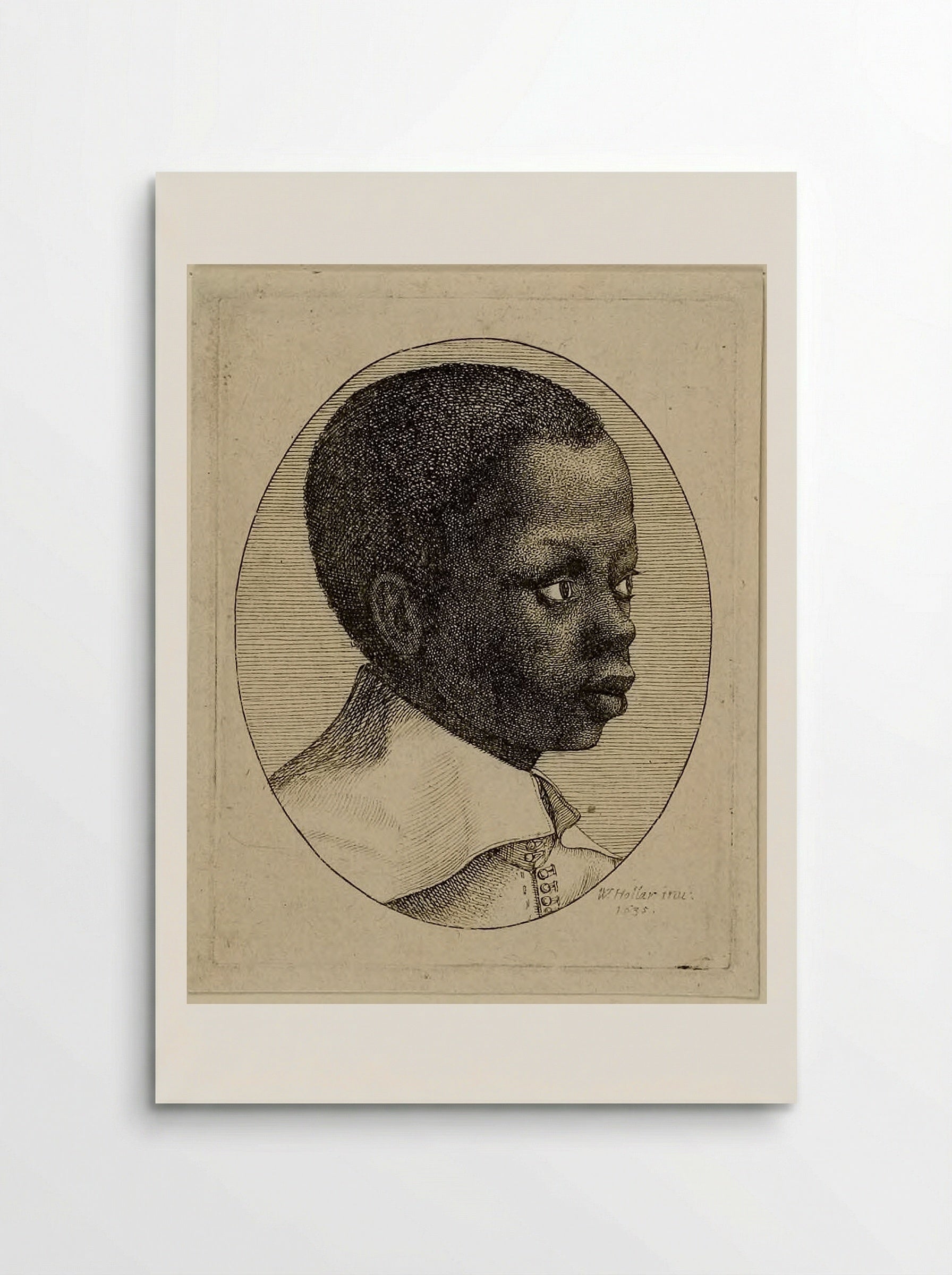 Head of a Young Black Boy in Profile to Right in an Oval - Wenceslaus Hollar - Poster