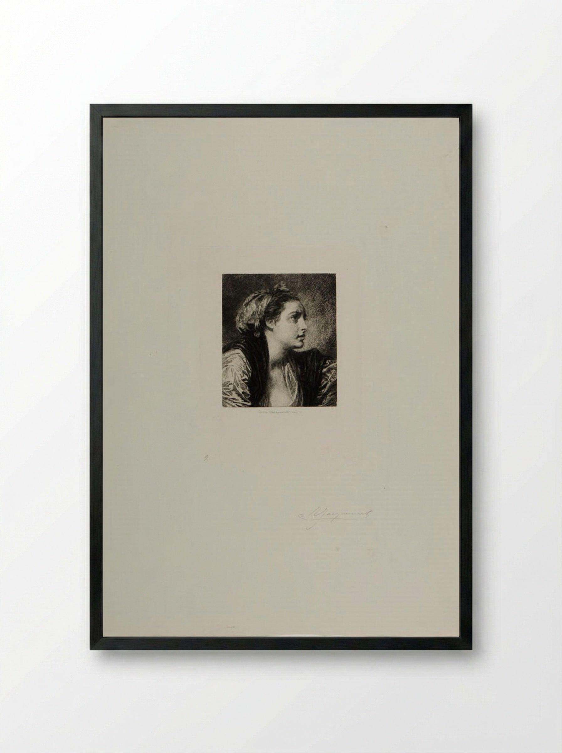 Head of a Young Girl - Jules Ferdinand Jacquemart - Framed Print Black