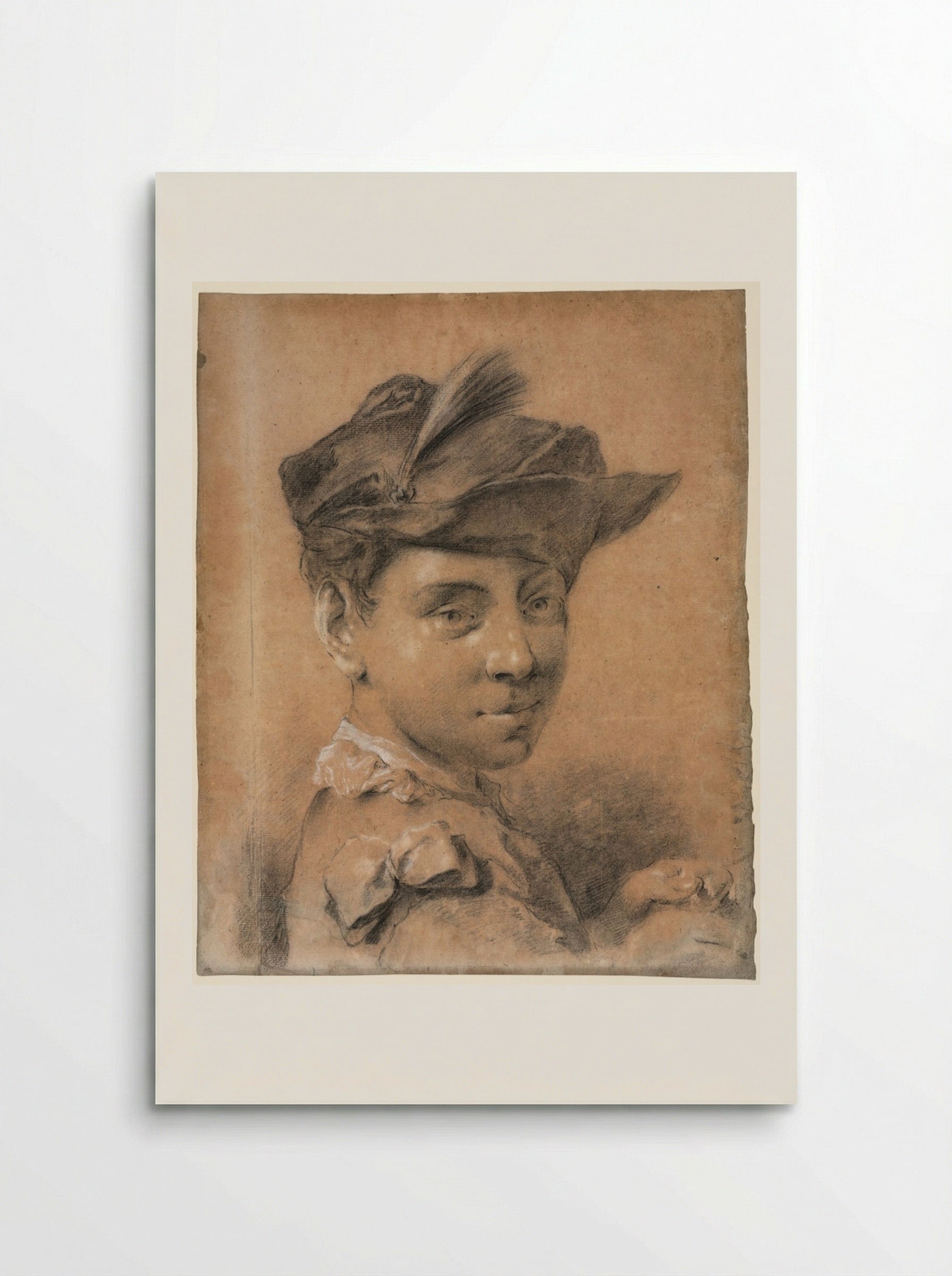 Head of a Young Man Wearing a Hat - Giovanni Battista Piazzetta - Poster