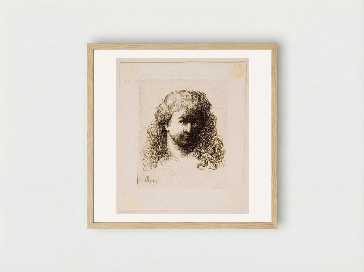 Head of a Young Man with Long Hair - David Deuchar - Framed Print Wood