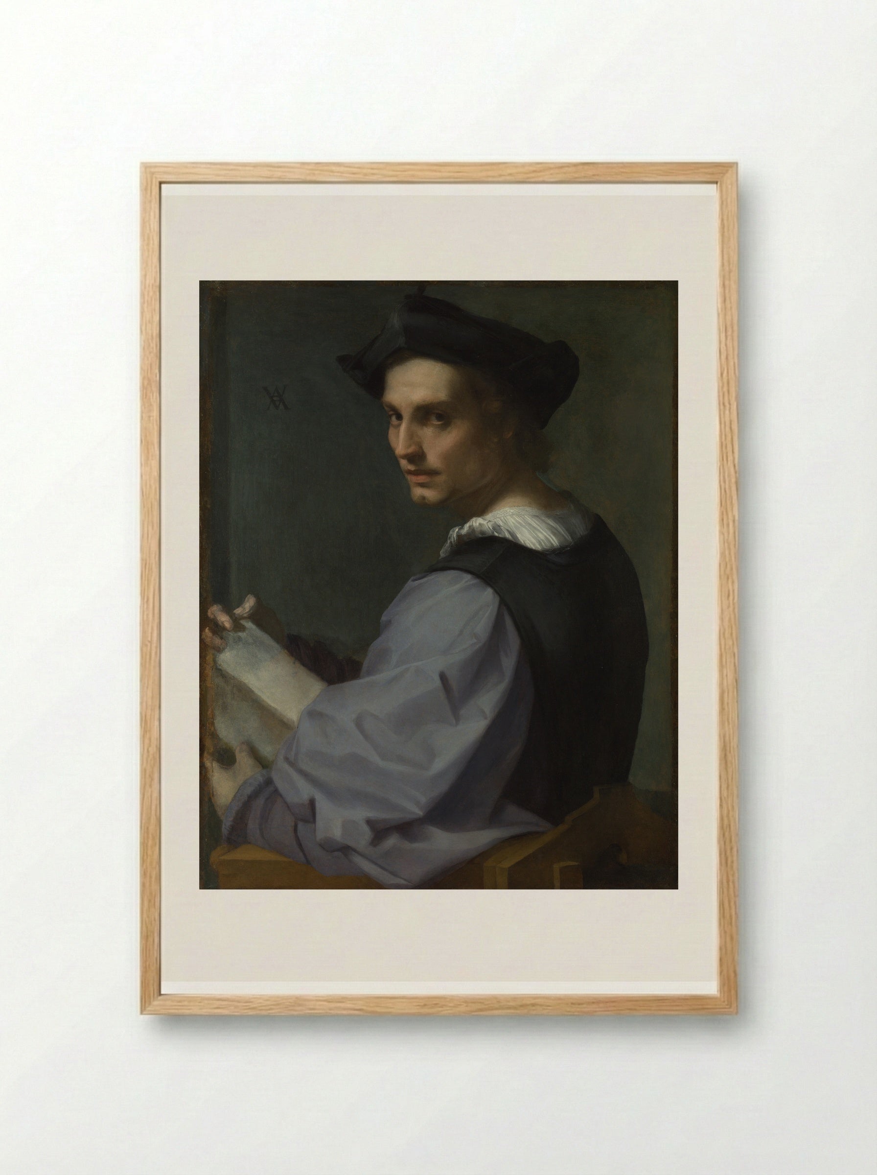 Head of a Young Man - Andrea del Sarto - Framed Print Wood