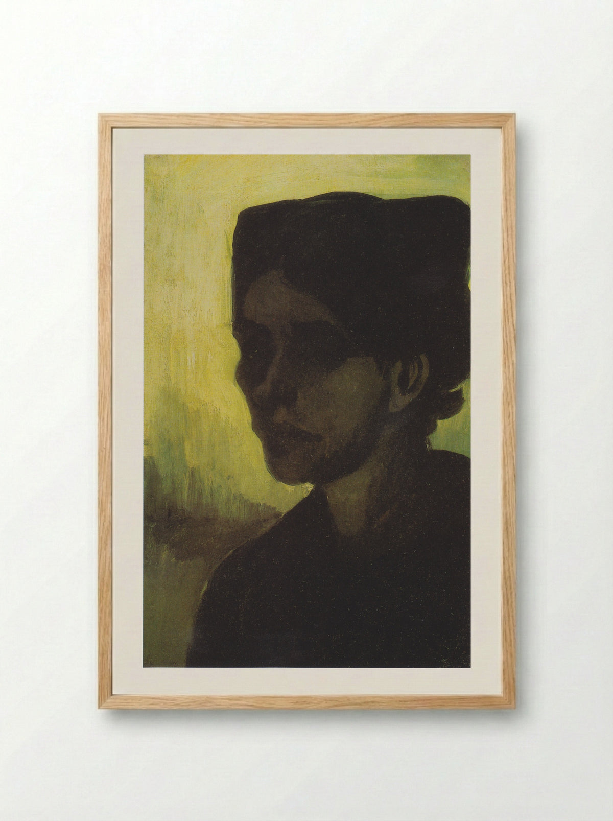 Head of a Young Peasant Woman with Dark Cap - Vincent van Gogh - Framed Print Wood