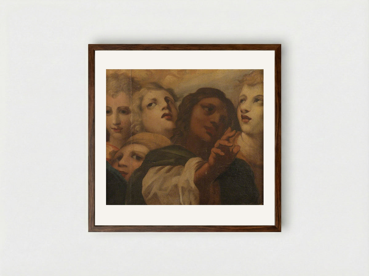 Head of an Angel - Correggio - Framed Print Dark Wood