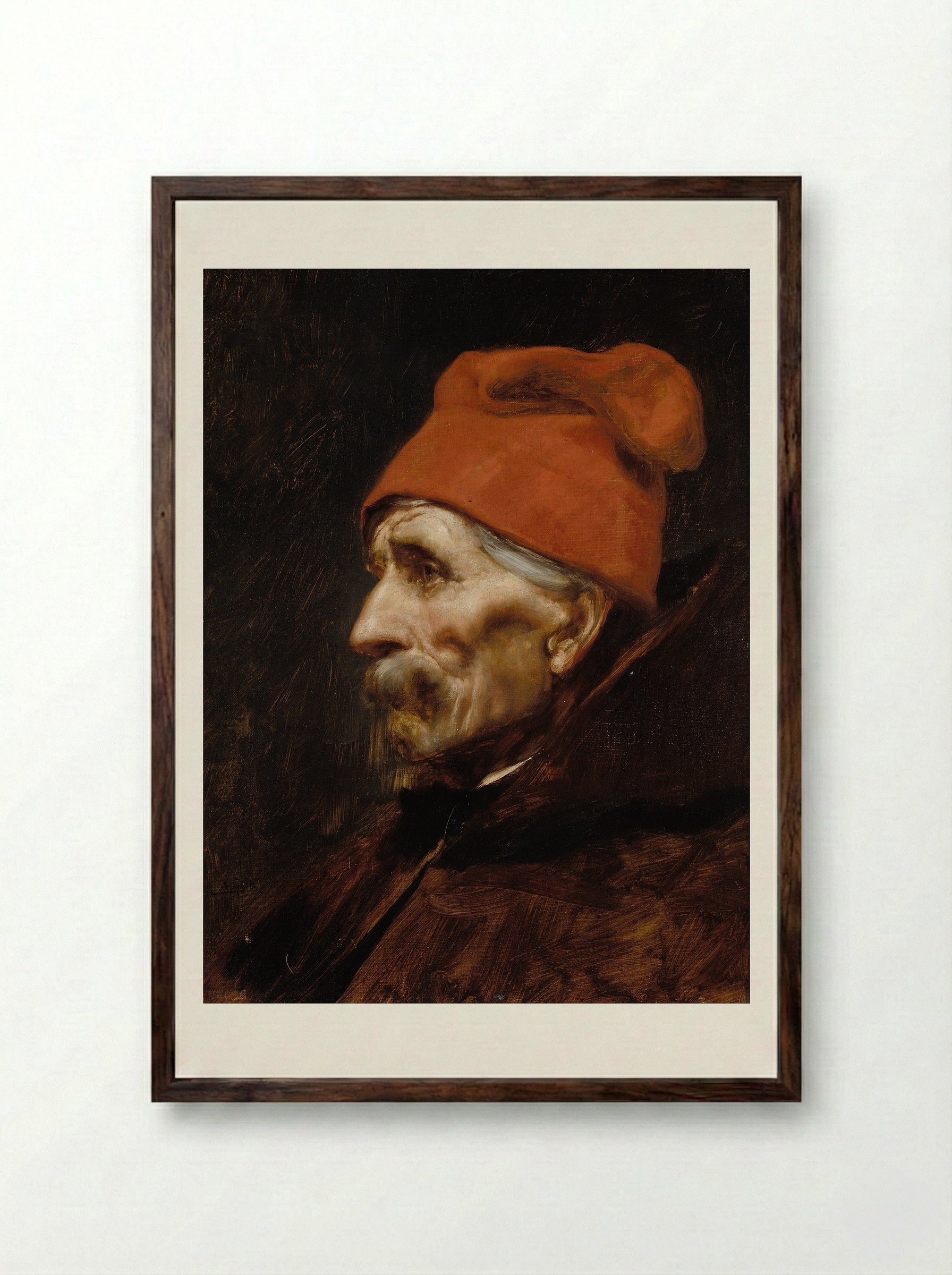 Head of an Old Man - Nikolaos Gyzis - Framed Print Dark Wood