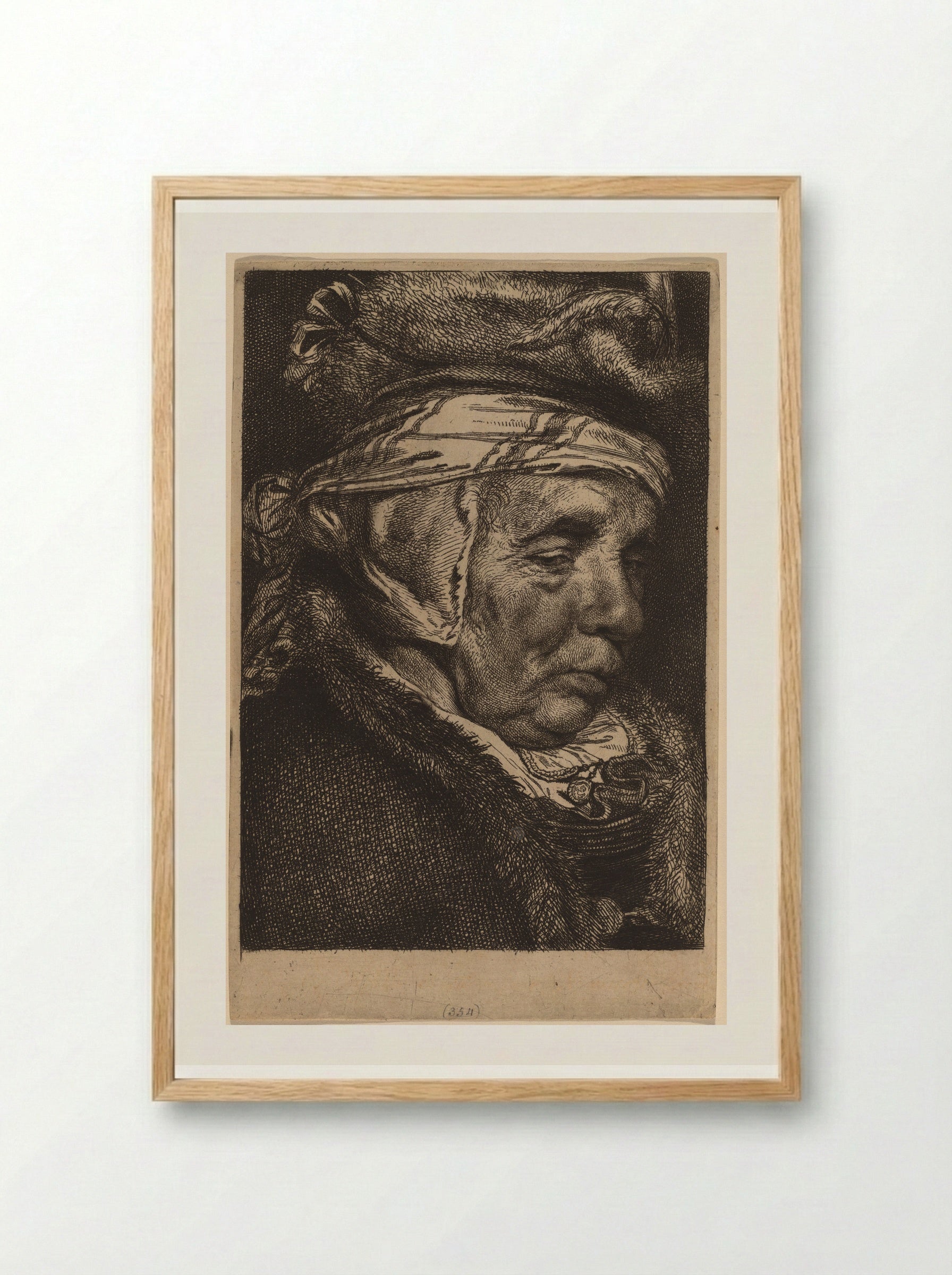 Head of an Old Woman - Cornelis Visscher - Framed Print Wood