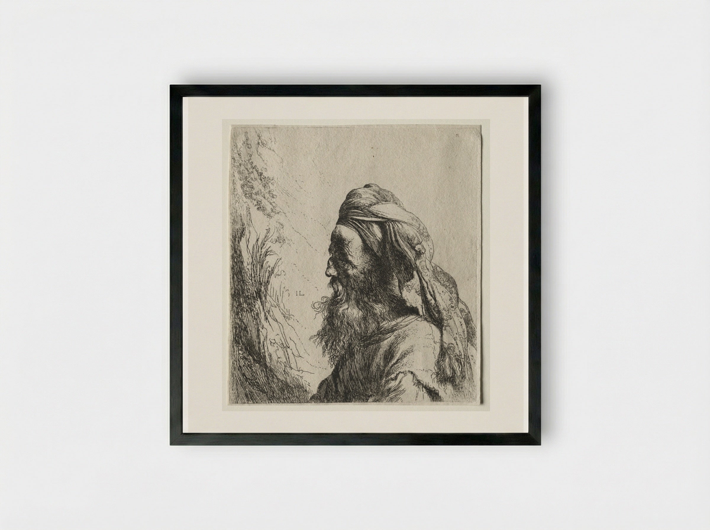 Head of an Oriental - Jan Lievens - Framed Print Black