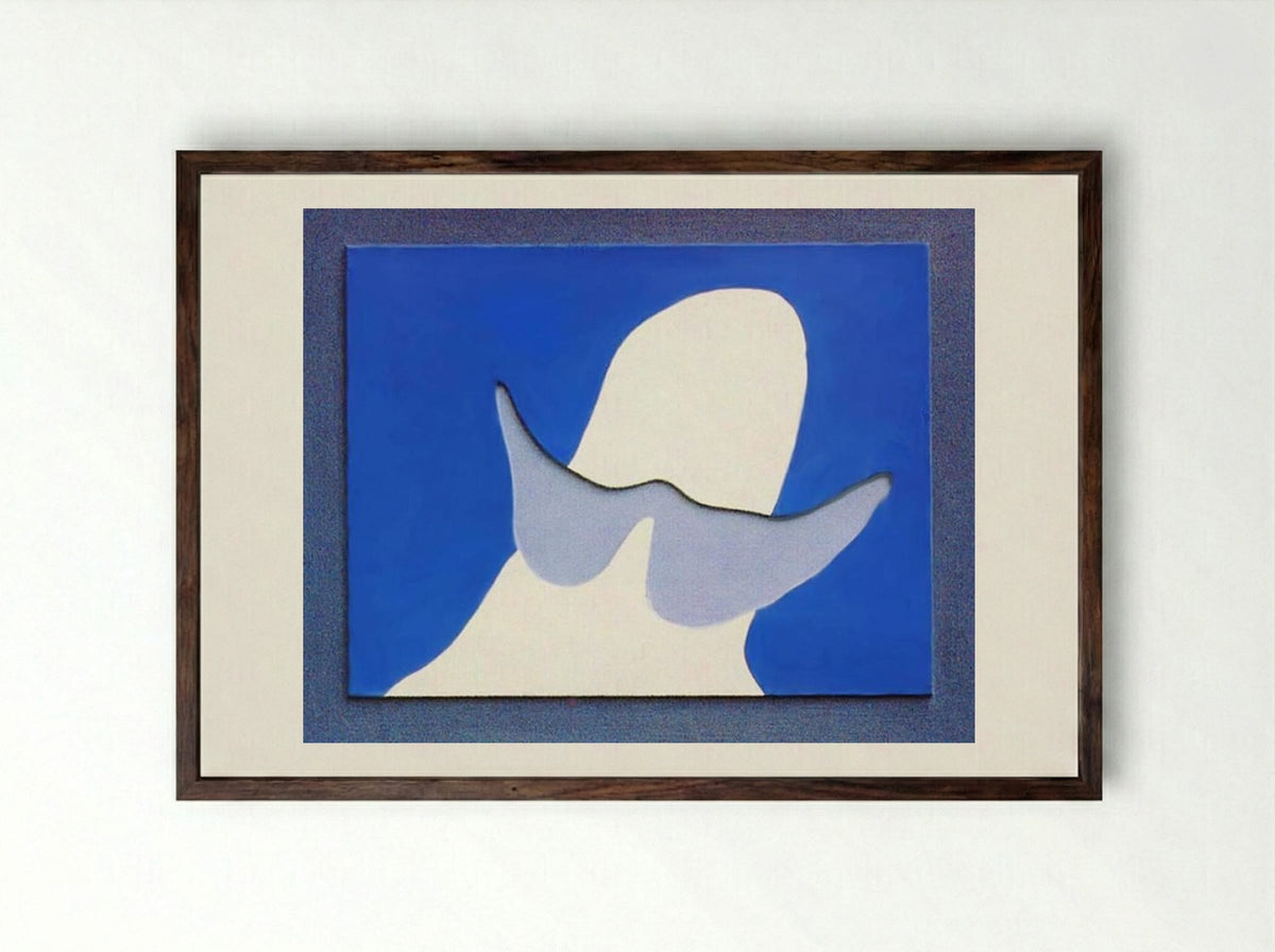 Head with mustache - Jean Arp - Framed Print Dark Wood