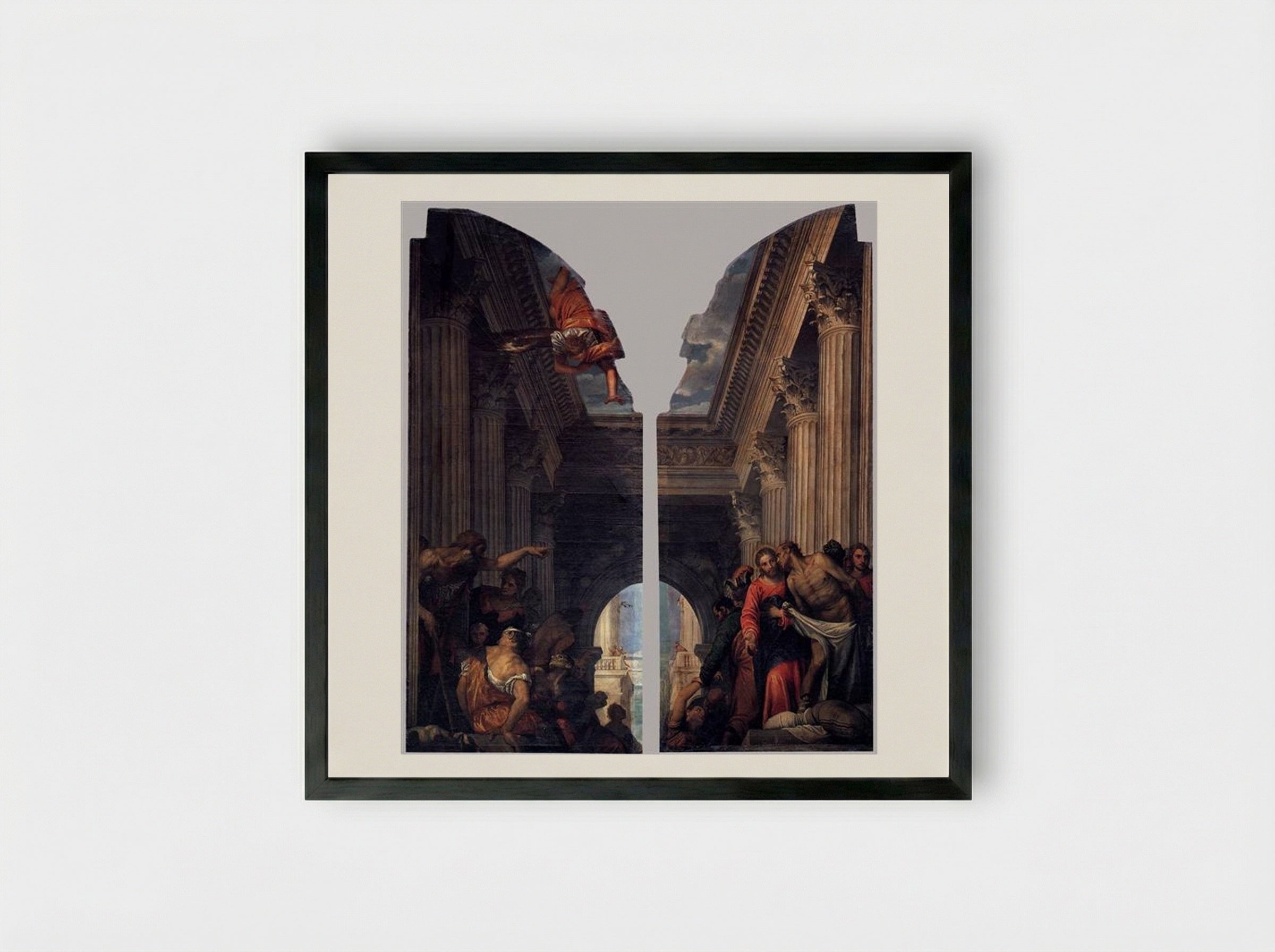 Healing of the Lame Man at the Pool of Bethesda - Paolo Veronese - Framed Print Black