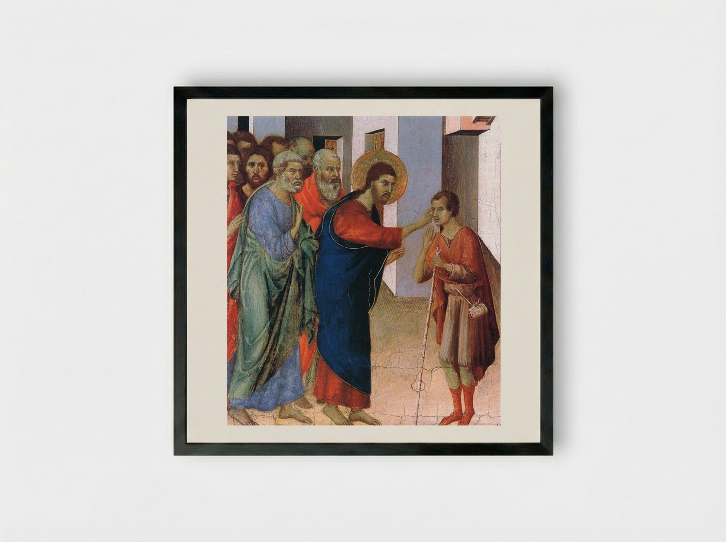 Healing the Man Born Blind - Duccio di Buoninsegna - Framed Print Black