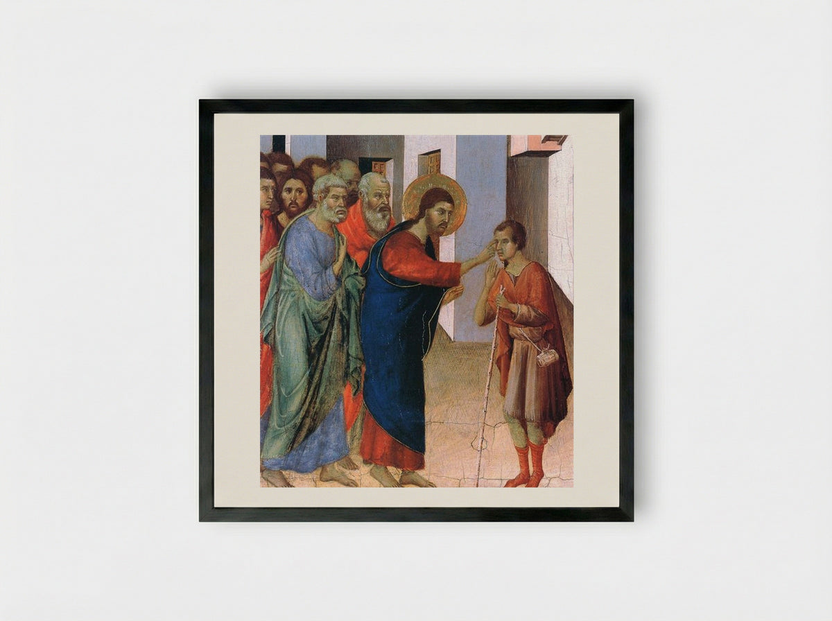 Healing the Man Born Blind - Duccio di Buoninsegna - Framed Print Black