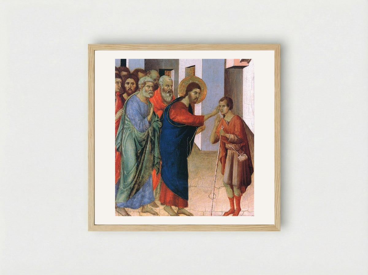 Healing the Man Born Blind - Duccio di Buoninsegna - Framed Print Wood