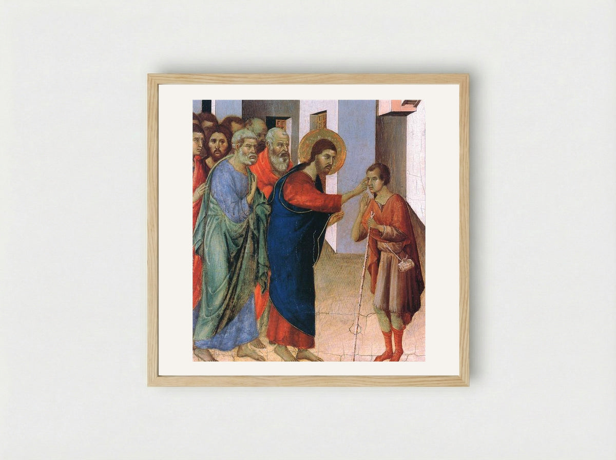 Healing the Man Born Blind - Duccio di Buoninsegna - Framed Print Wood