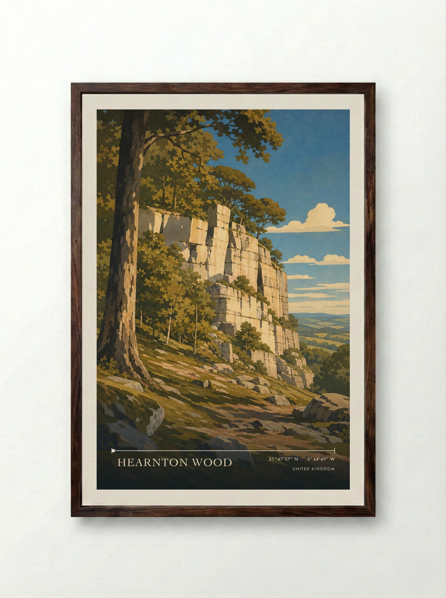 Hearnton Wood United Kingdom Travel Poster - Framed Print Dark Wood