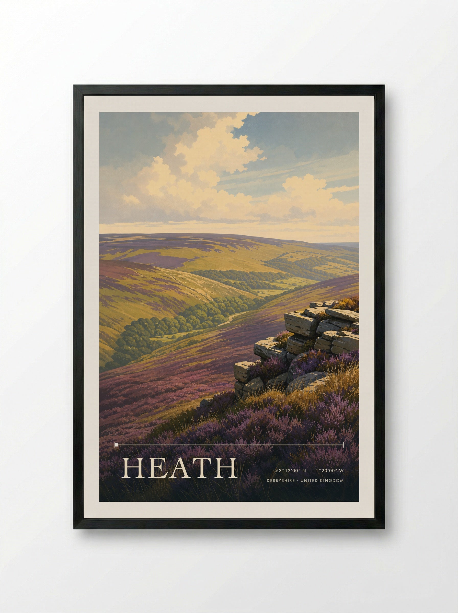Heath Derbyshire United Kingdom Travel Poster - Framed Print Black