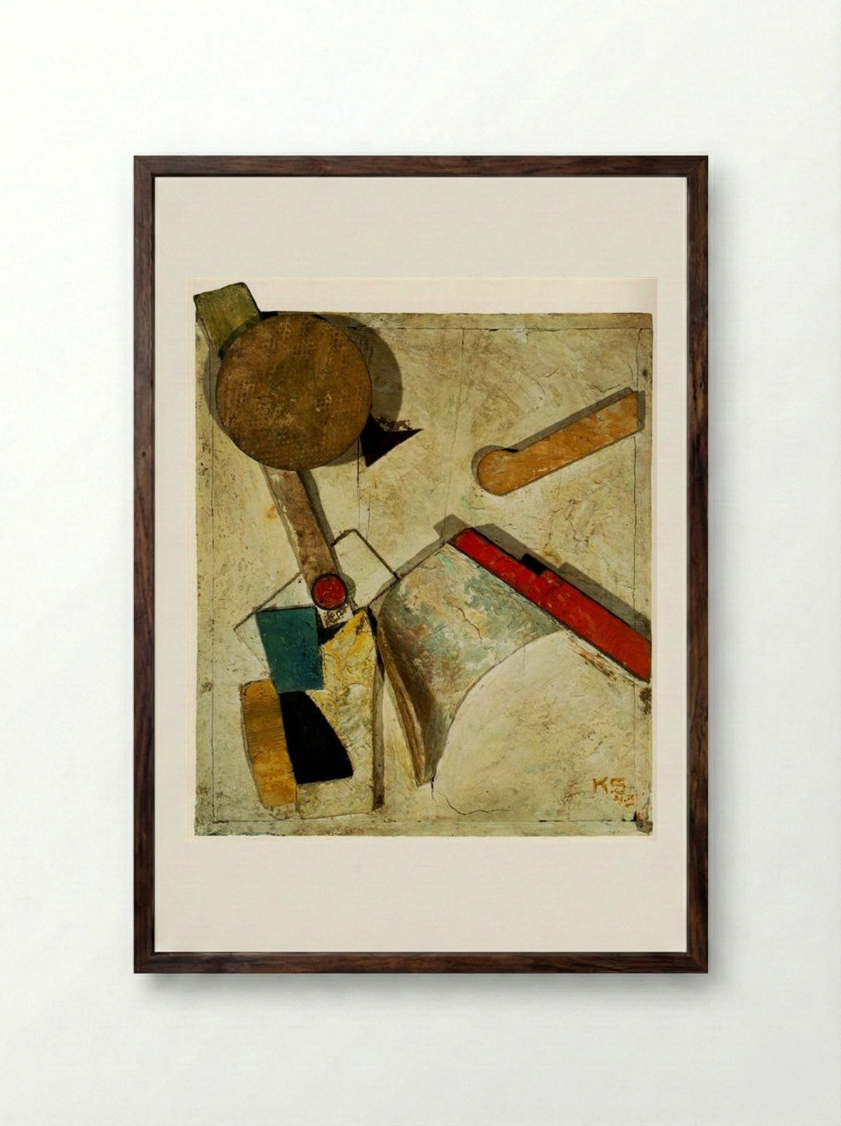 Heavy Relief - Kurt Schwitters - Framed Print Dark Wood
