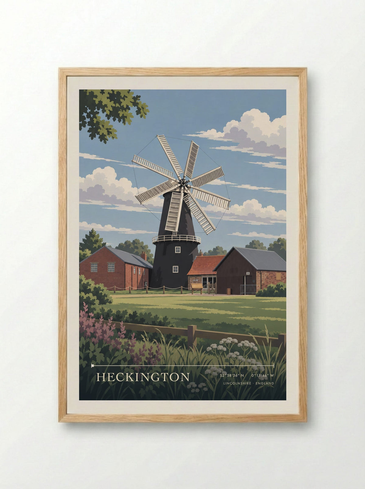 Heckington, Lincolnshire | Travel Poster - Framed Print Wood
