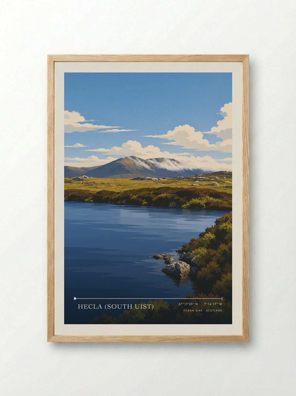 Hecla (South Uist), Eilean Siar | Travel Poster - Framed Print Wood