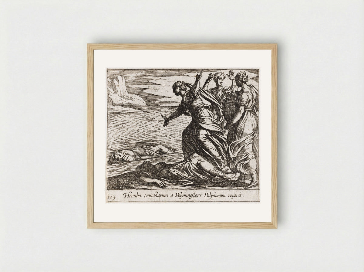 Hecuba Discovering Polydorus's Body - Antonio Tempesta - Framed Print Wood