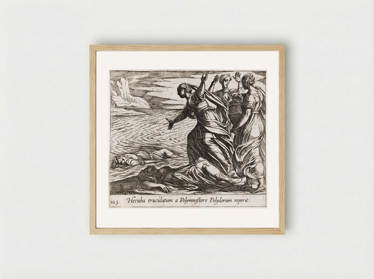 Hecuba Discovering Polydorus's Body - Antonio Tempesta - Framed Print Wood