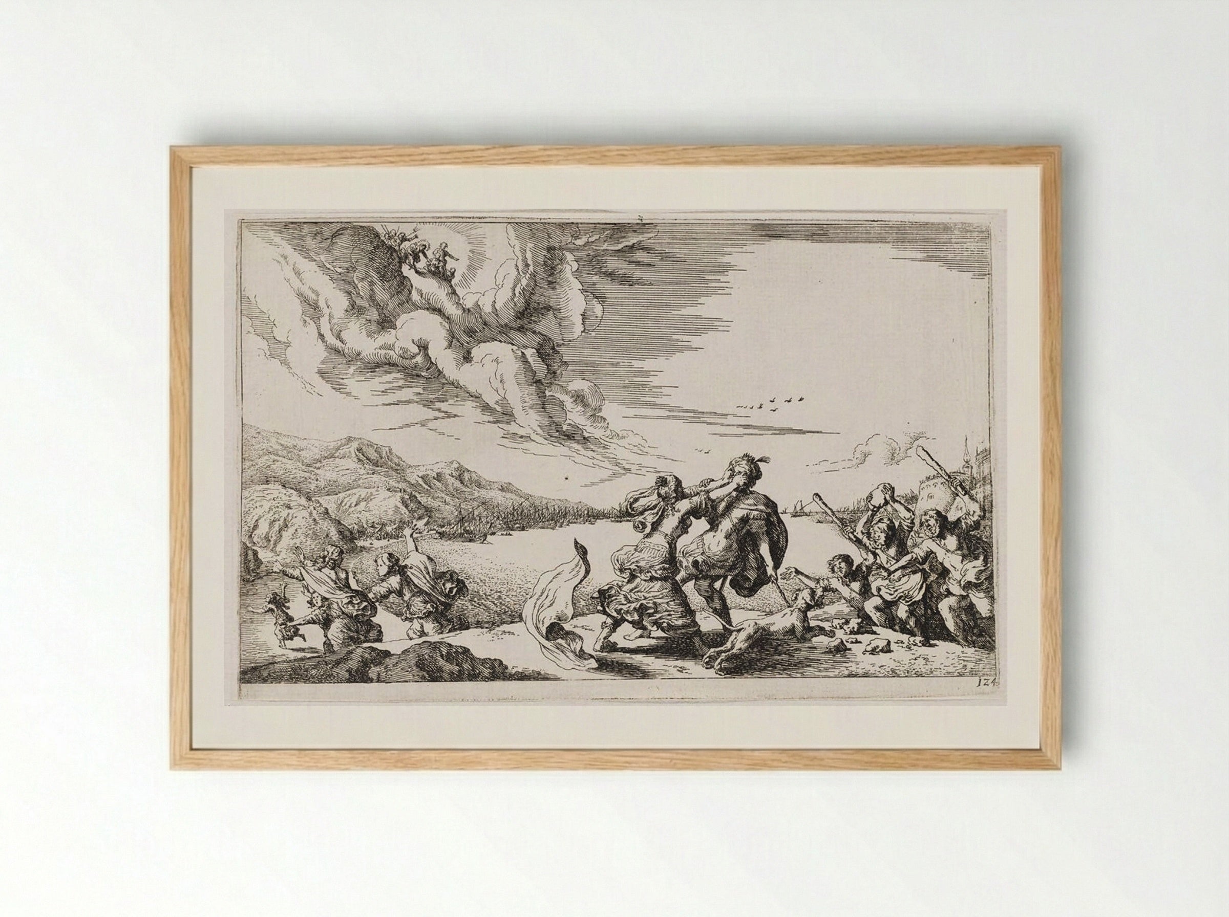 Hecuba Tears Out the Eyes of Polymestor and Is Transformed into a Dog - Johann Wilhelm Baur - Framed Print Wood