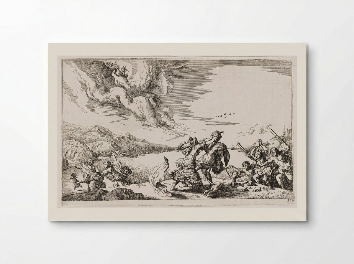 Hecuba Tears Out the Eyes of Polymestor and Is Transformed into a Dog - Johann Wilhelm Baur - Poster