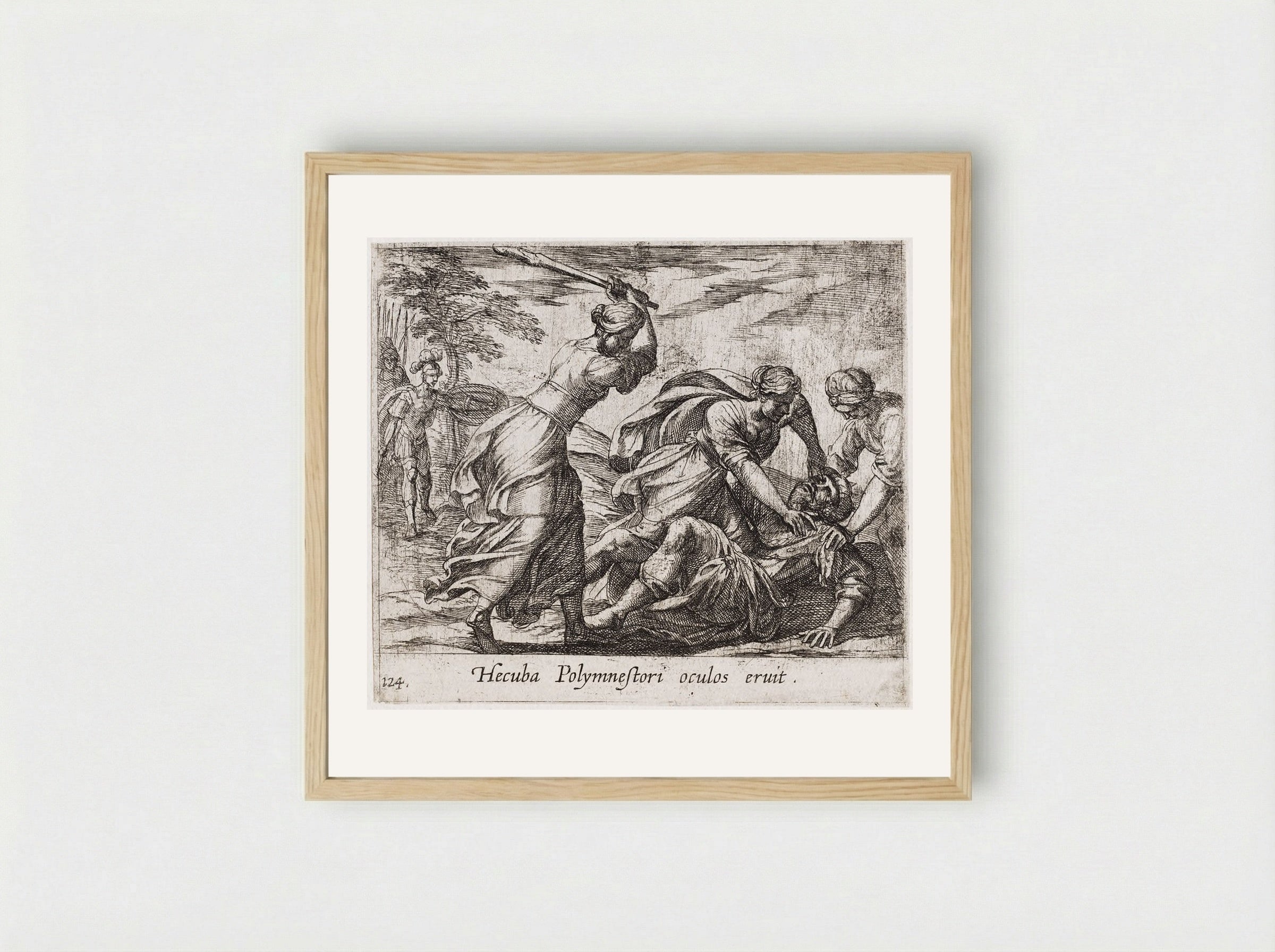 Hecuba and the Trojan Women Murdering Polymestor - Antonio Tempesta - Framed Print Wood