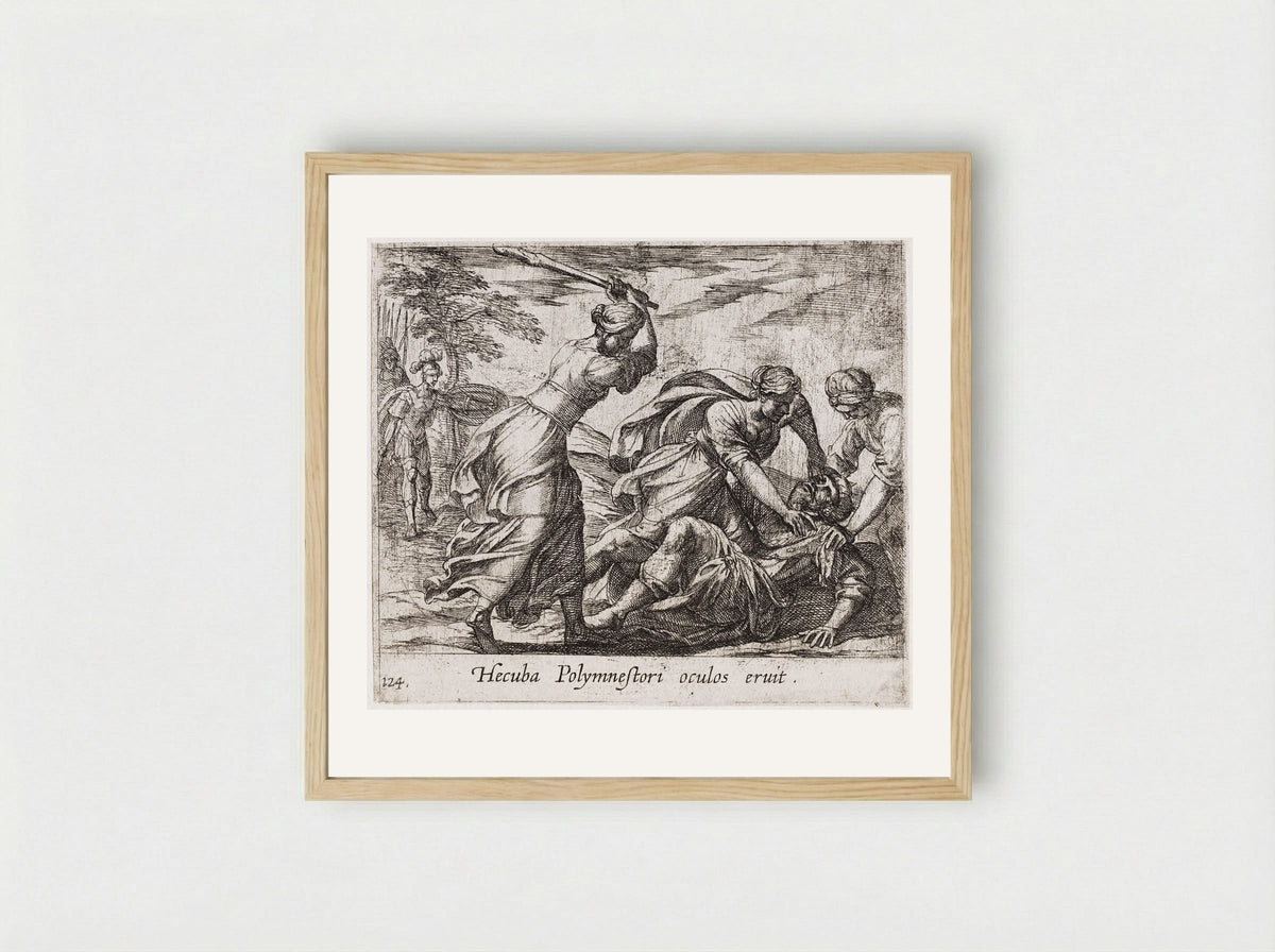 Hecuba and the Trojan Women Murdering Polymestor - Antonio Tempesta - Framed Print Wood