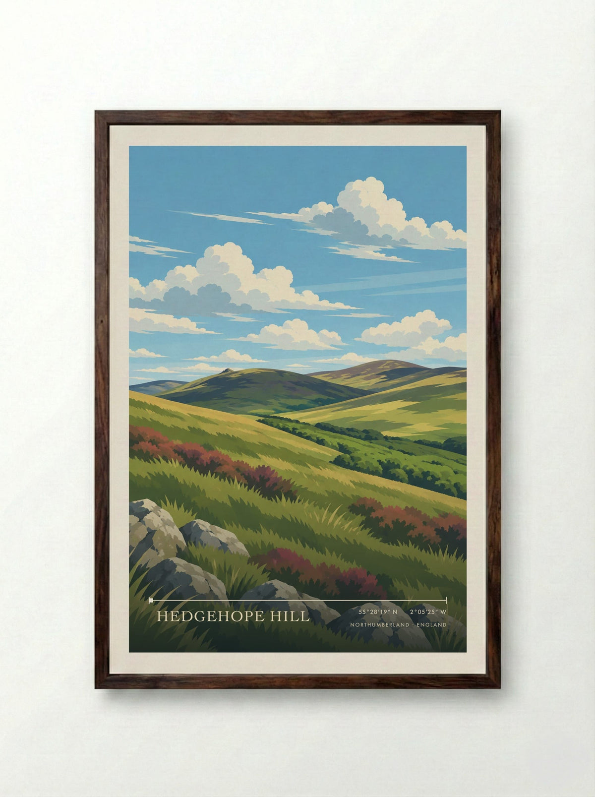 Hedgehope Hill, Northumberland | Travel Poster - Framed Print Dark Wood