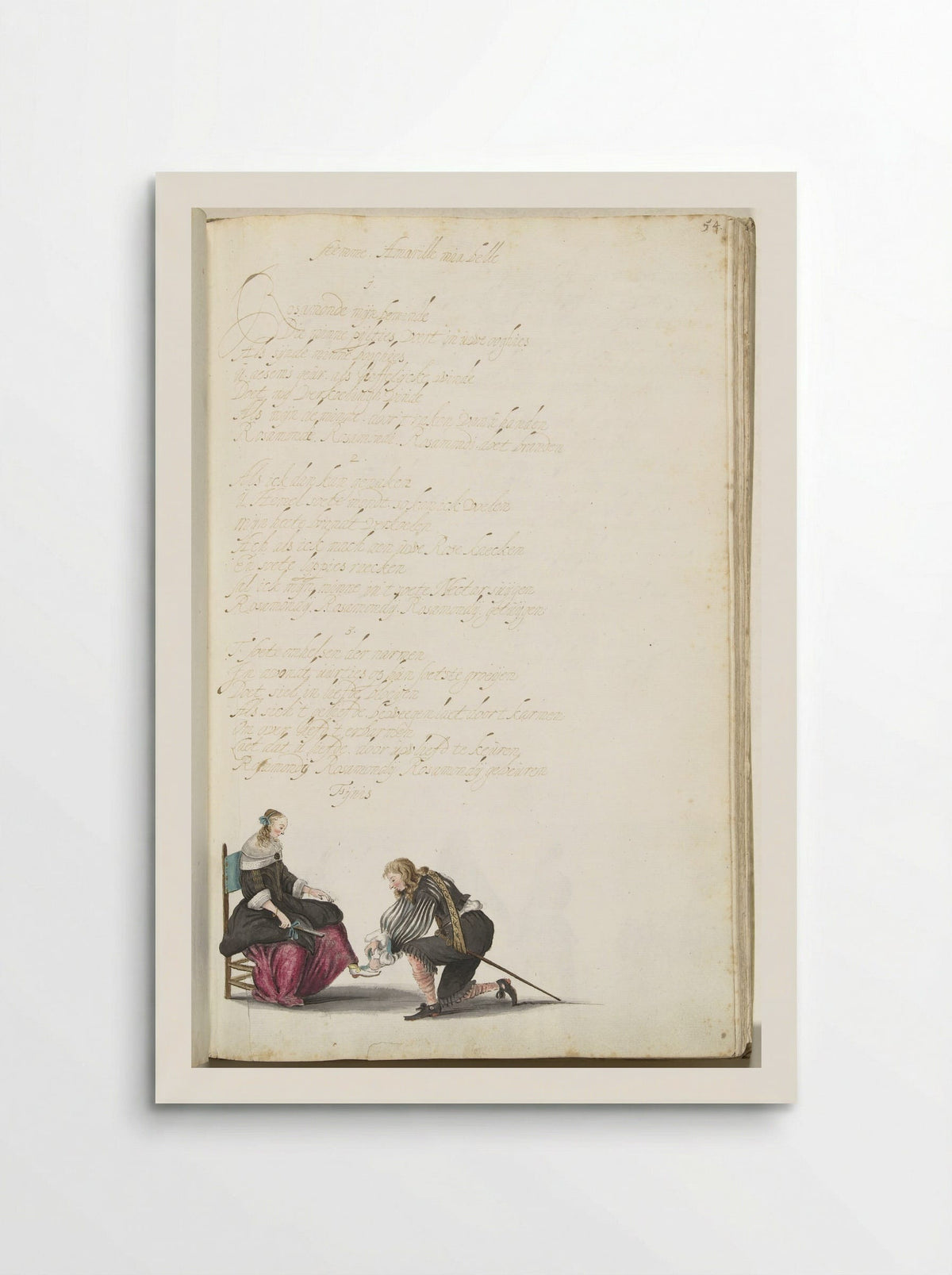 Heer die de schoenveter van een dame strikt - Gesina ter Borch - Poster