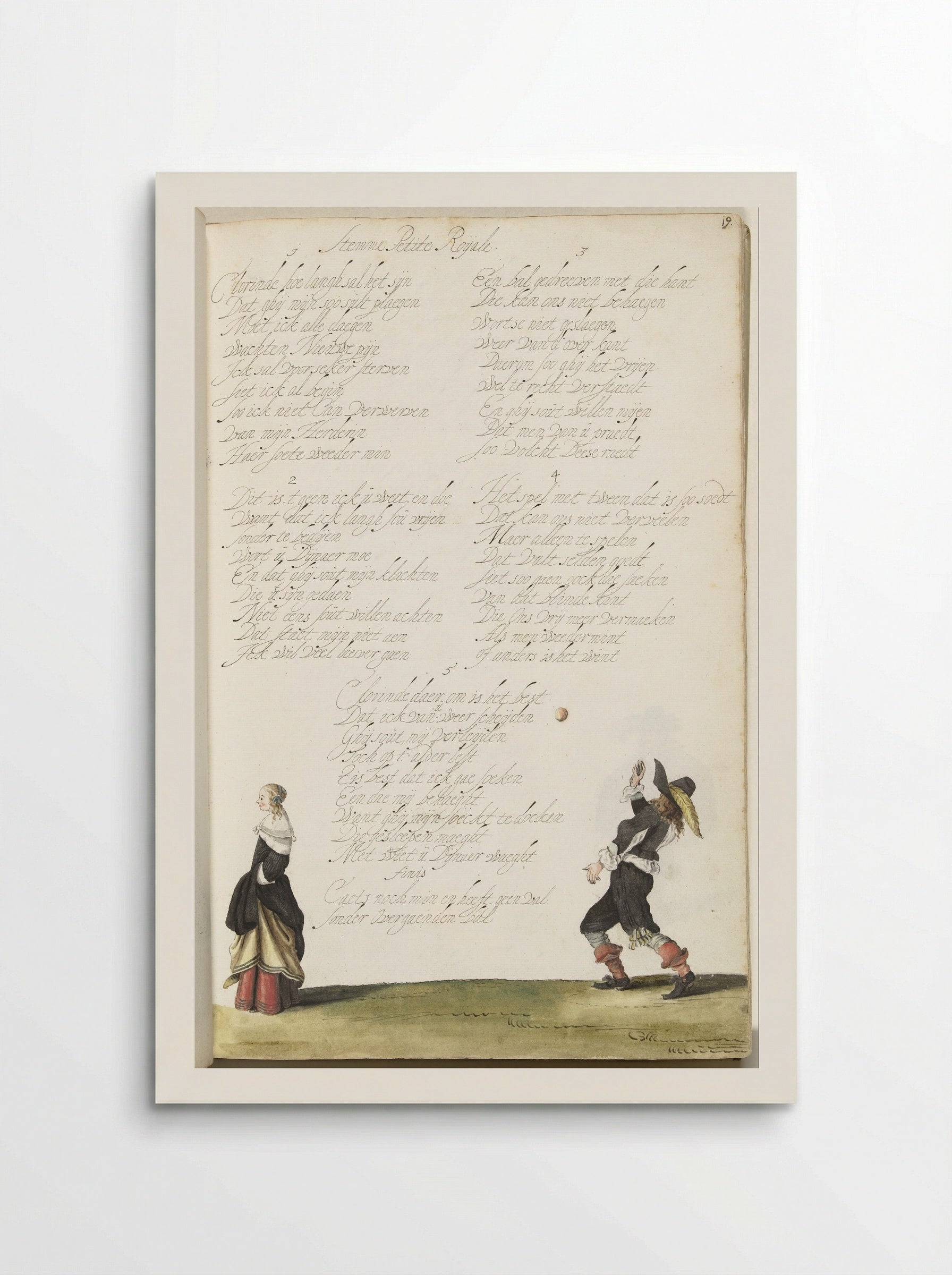 Heer die een bal gooit en een dame - Gesina ter Borch - Poster