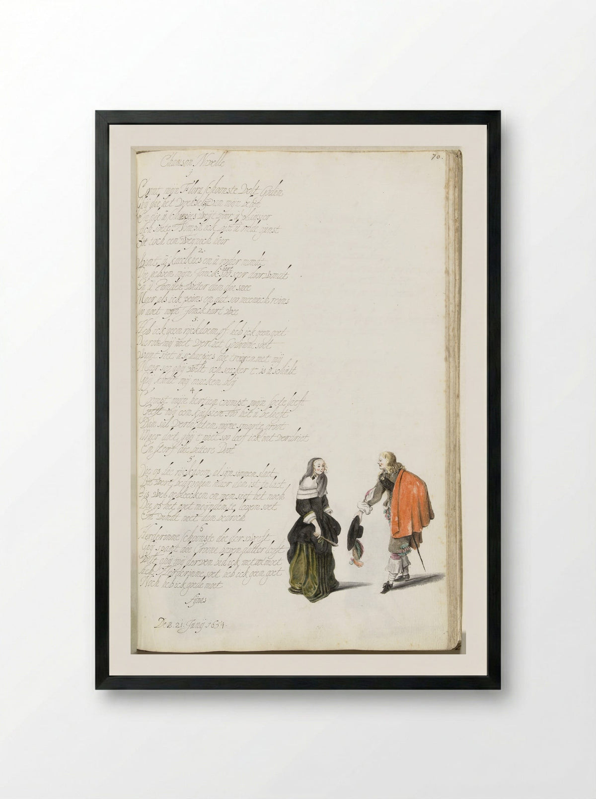 Heer die een dame groet (Gentleman Greeting a Lady) - Gesina ter Borch - Framed Print Black