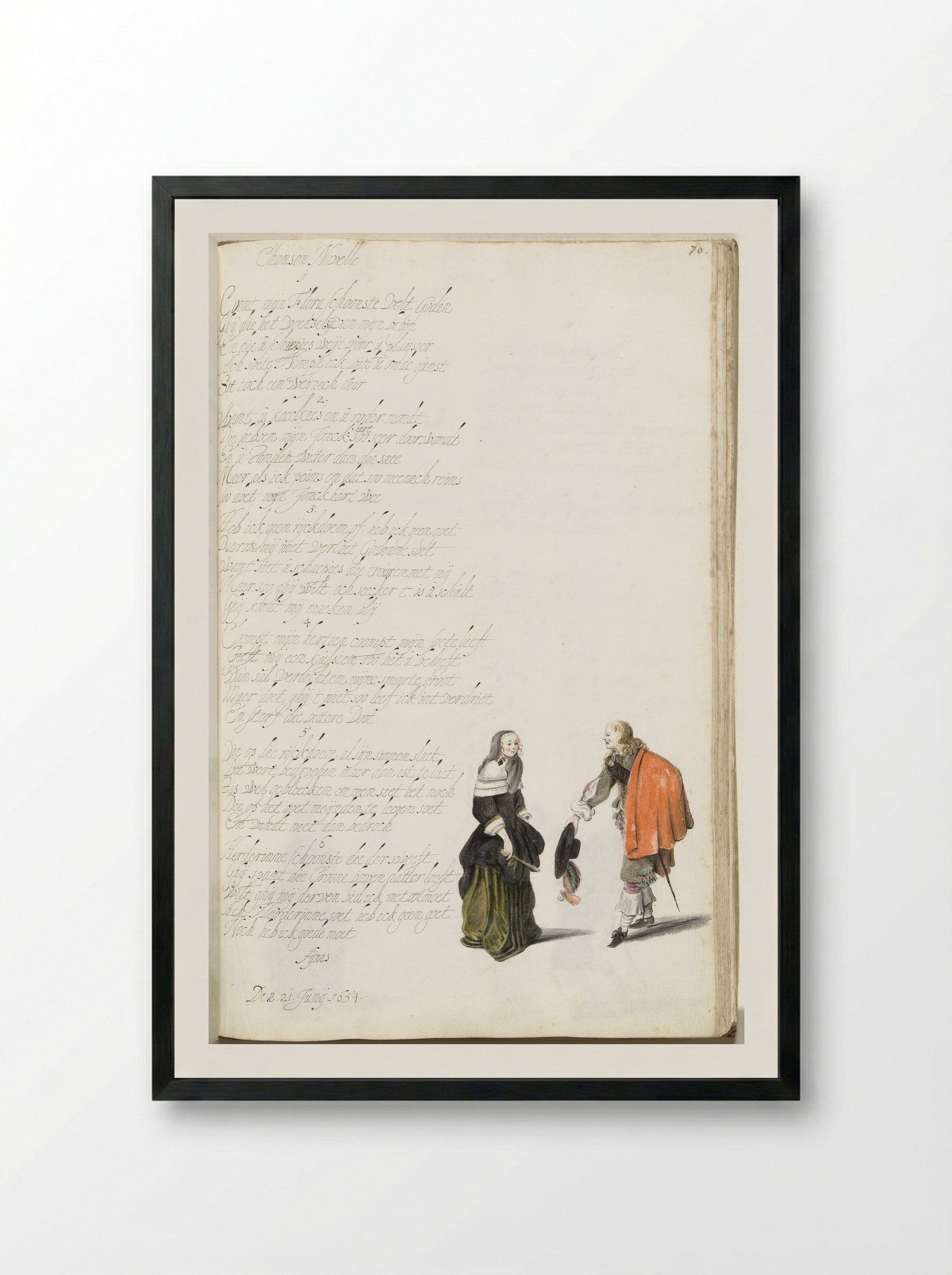 Heer die een dame groet (Gentleman Greeting a Lady) - Gesina ter Borch - Framed Print Black