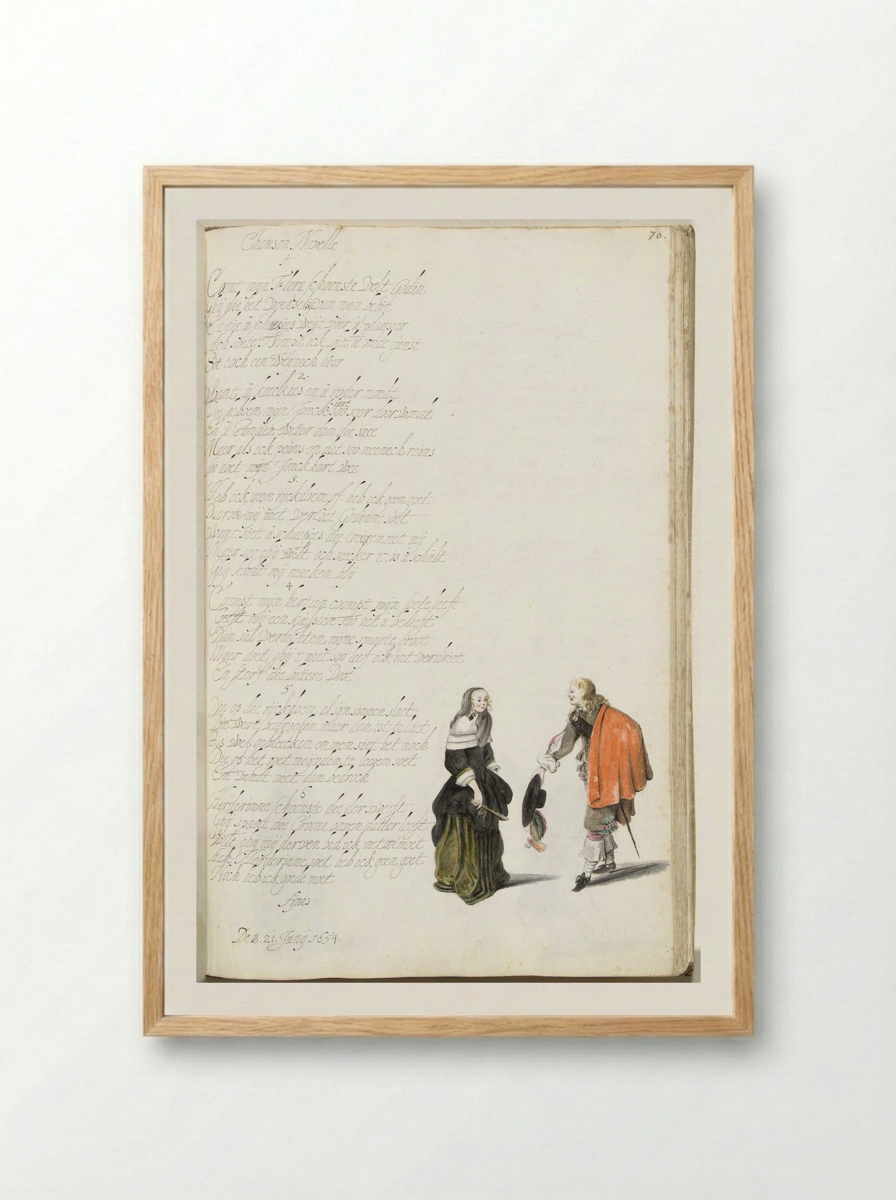 Heer die een dame groet (Gentleman Greeting a Lady) - Gesina ter Borch - Framed Print Wood